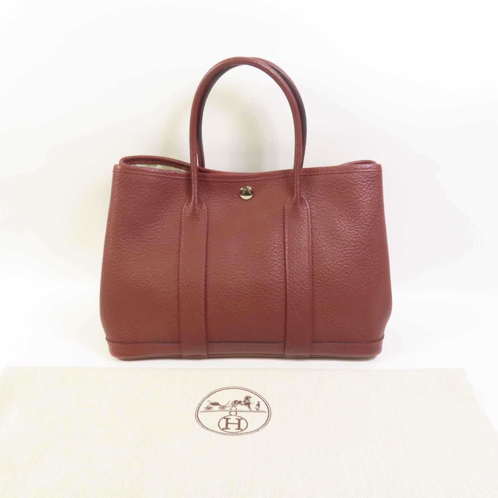HERMES Negonda皮革Garder Party TPM銀扣手挽袋Rouge H