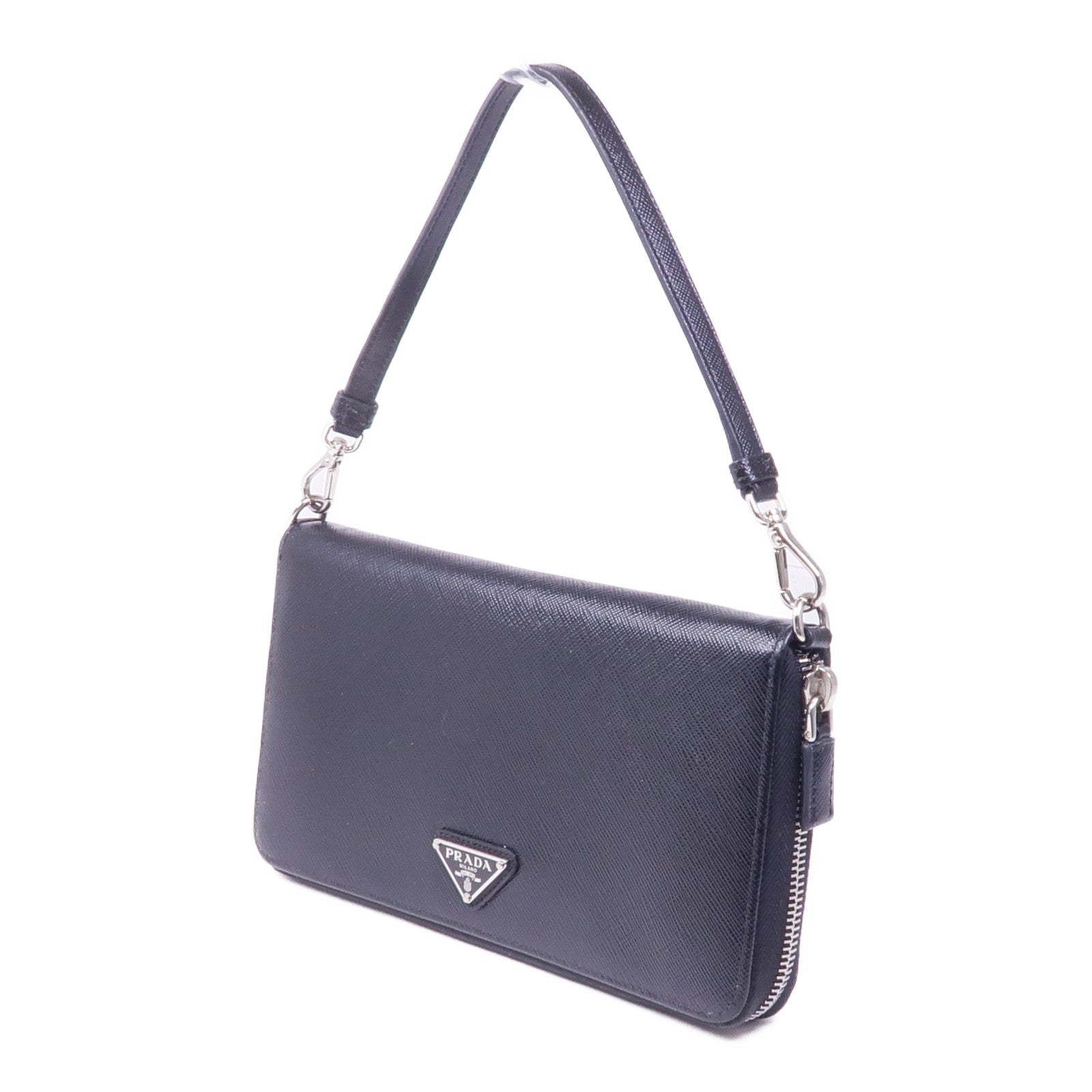 PRADA 【激減優惠】牛皮皮革Document Holder銀扣長錢包