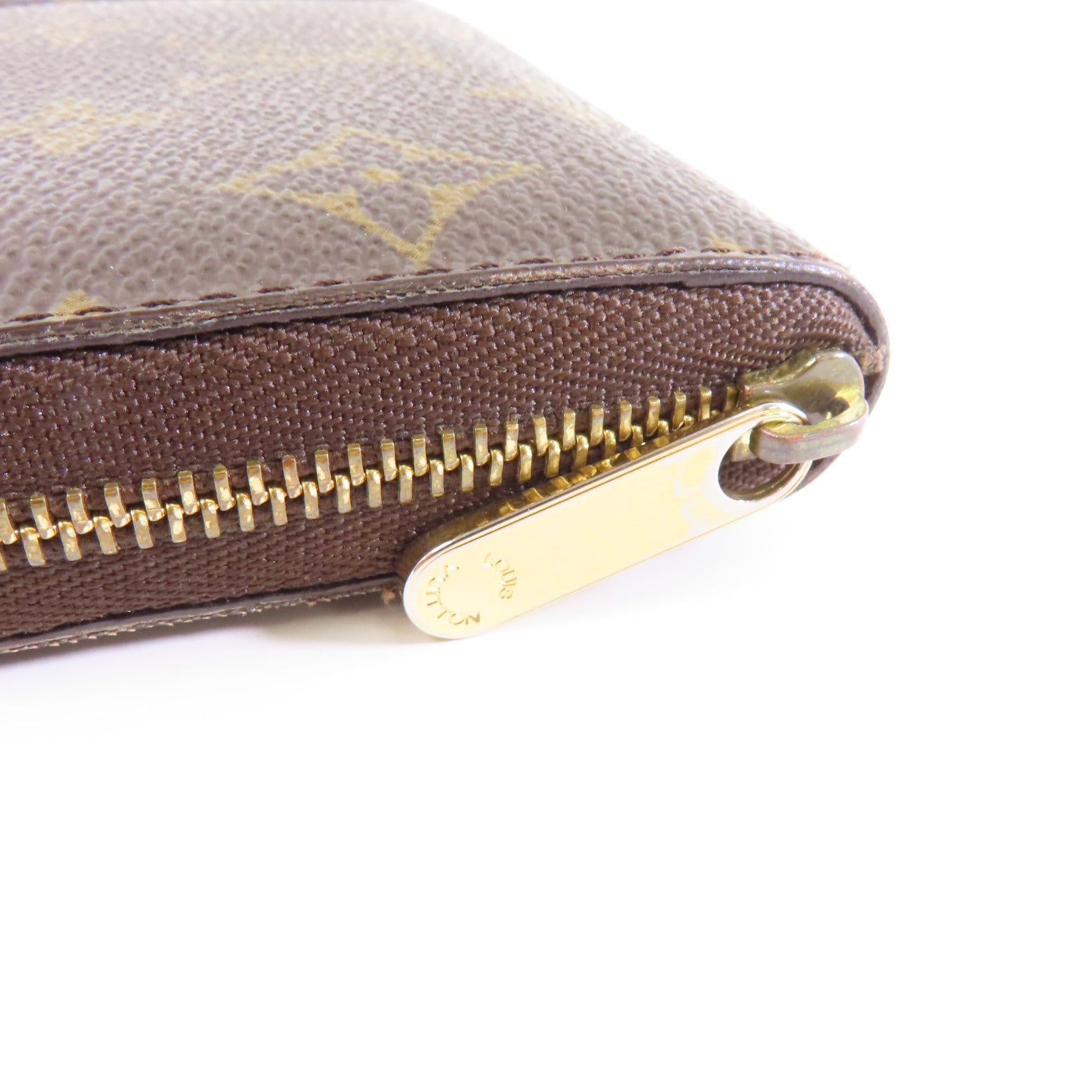 LOUIS VUITTON Monogram Zippy Coin Case金扣零錢包棕色