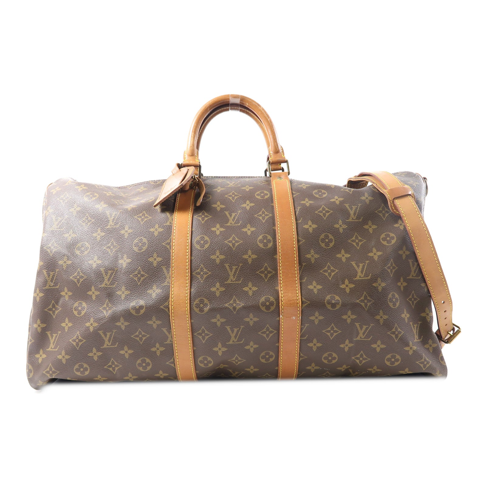 LOUIS VUITTON Monogram Keepall Bandouliere 55金扣手挽肩背兩用袋啡色