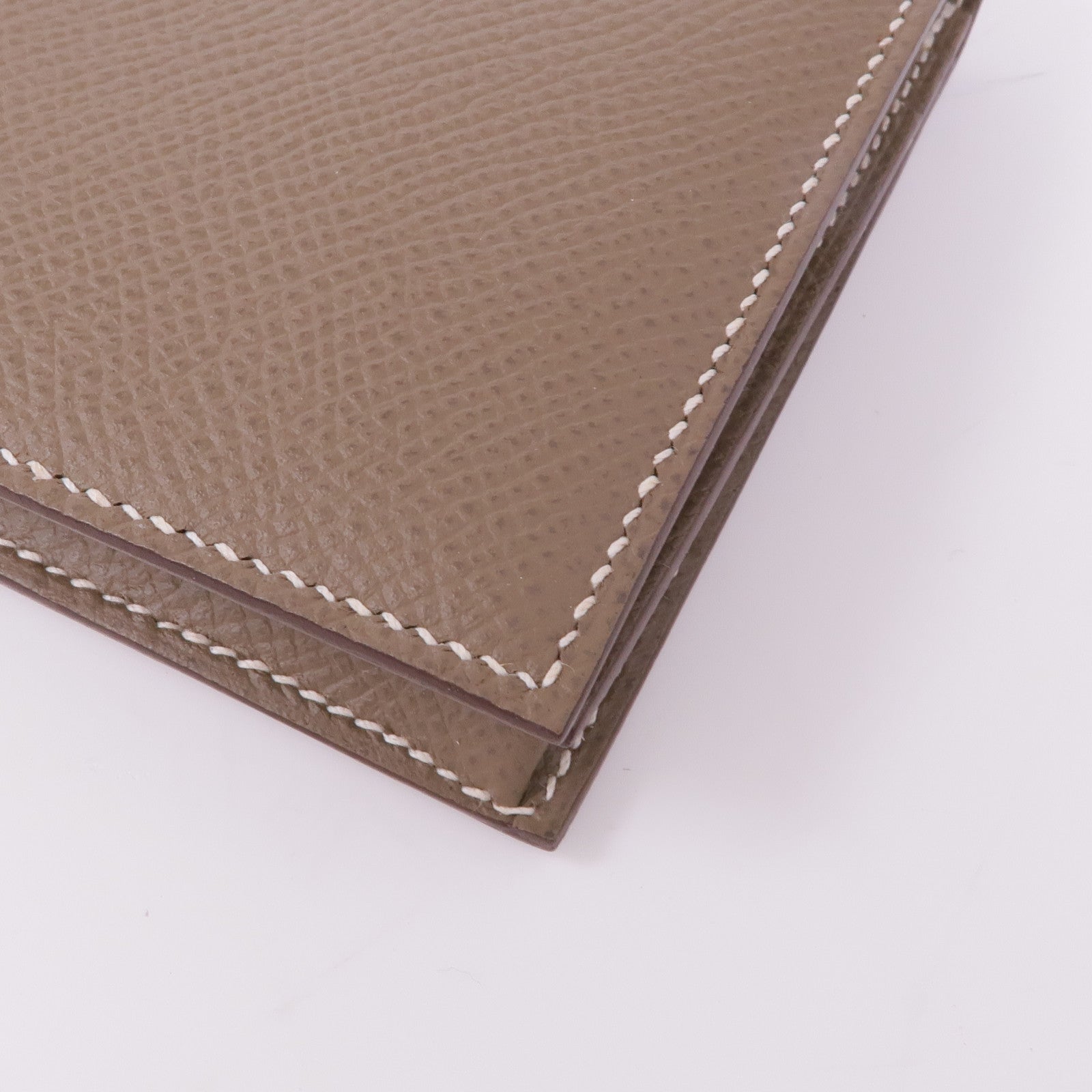 HERMES Epsom皮革Bearn W Snap Wallet銀扣長錢包Etoupe