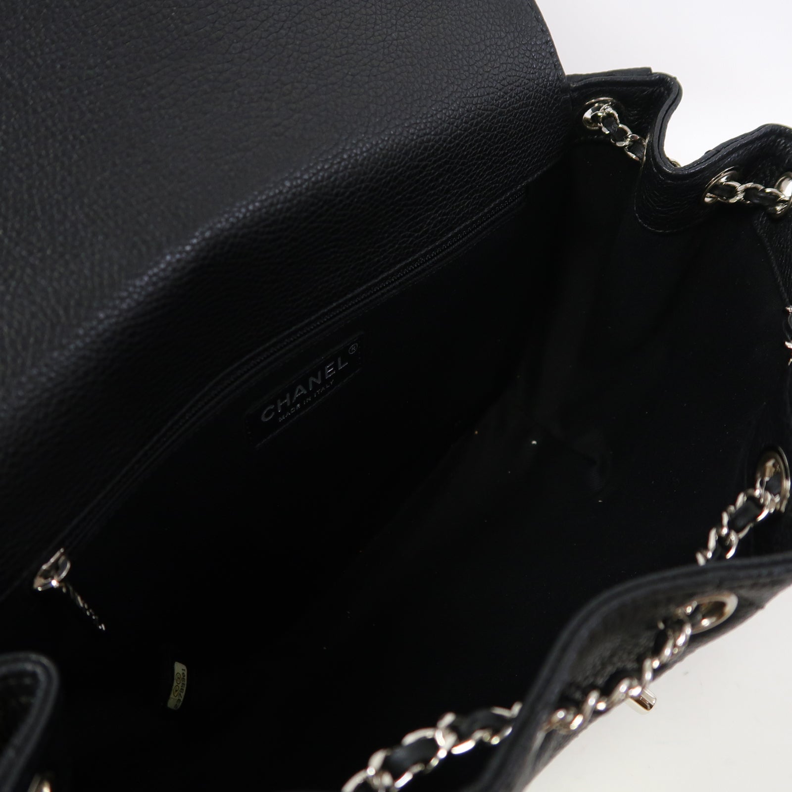 CHANEL 菱格Caviar皮革Shoulder Bag銀扣肩背袋黑色