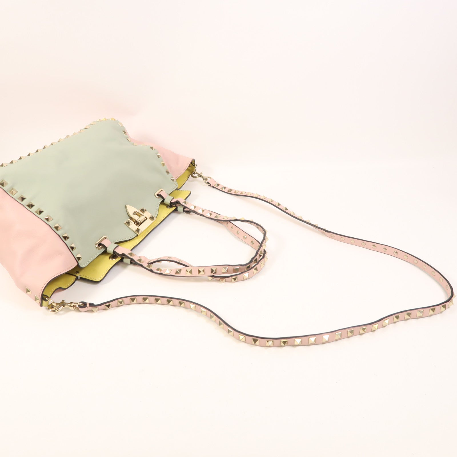 Valentino 羊皮皮革2 Way Shoulder金扣手挽肩背兩用袋