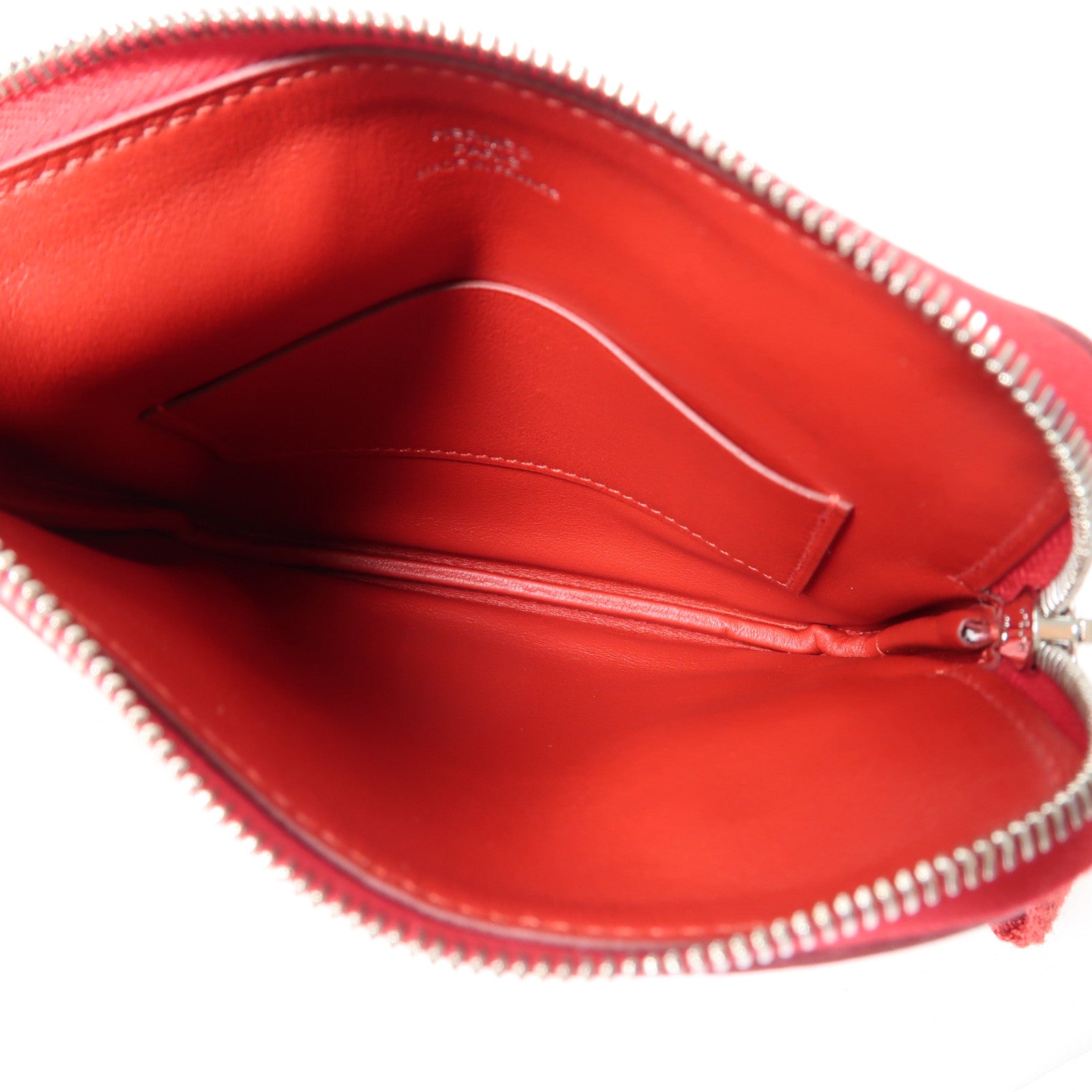 HERMES Swift皮革Carre Pocket Pouch銀扣手拿包紅色/粉紅色