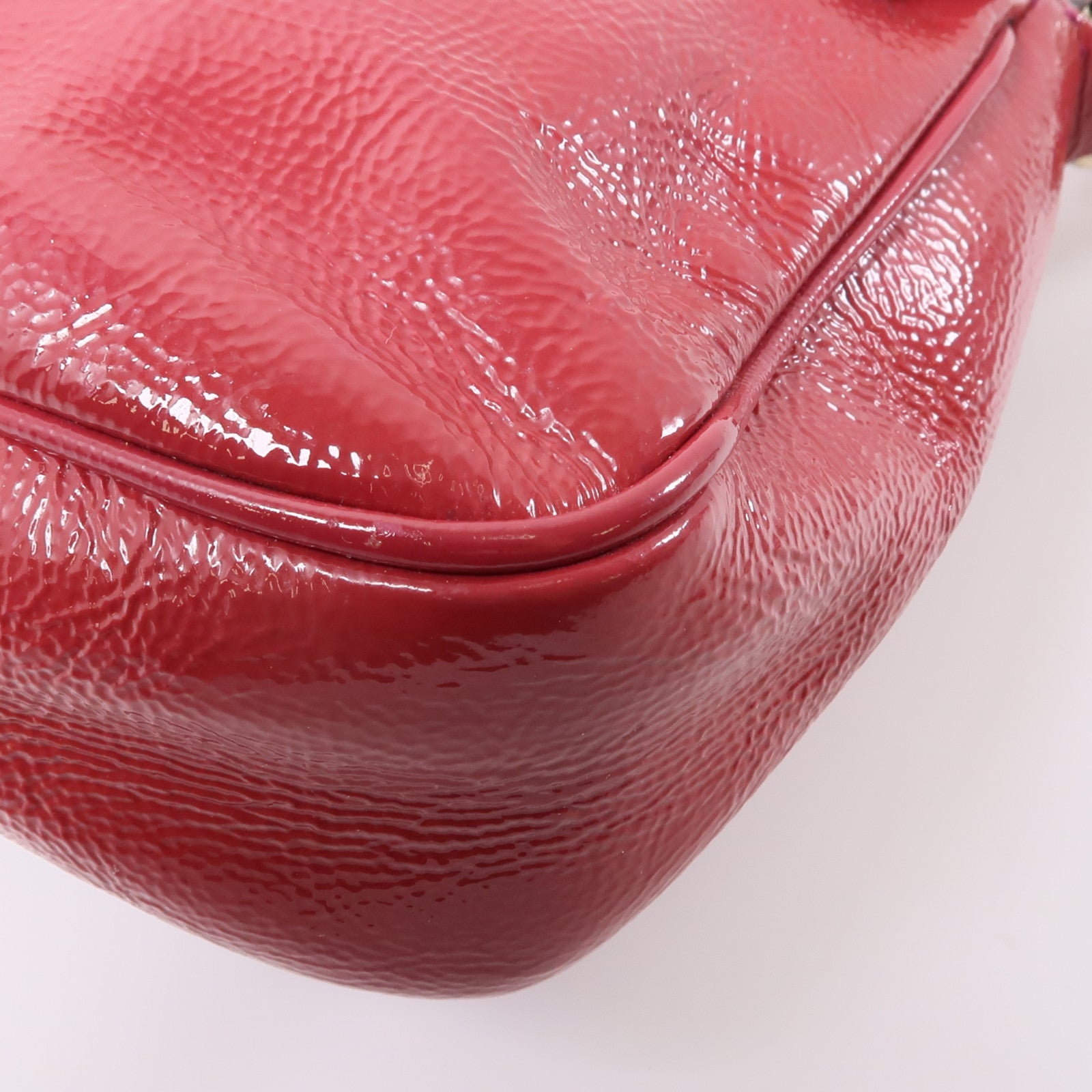 GUCCI 牛皮皮革Chain Shoulder Bag金扣鏈帶肩背袋紅色