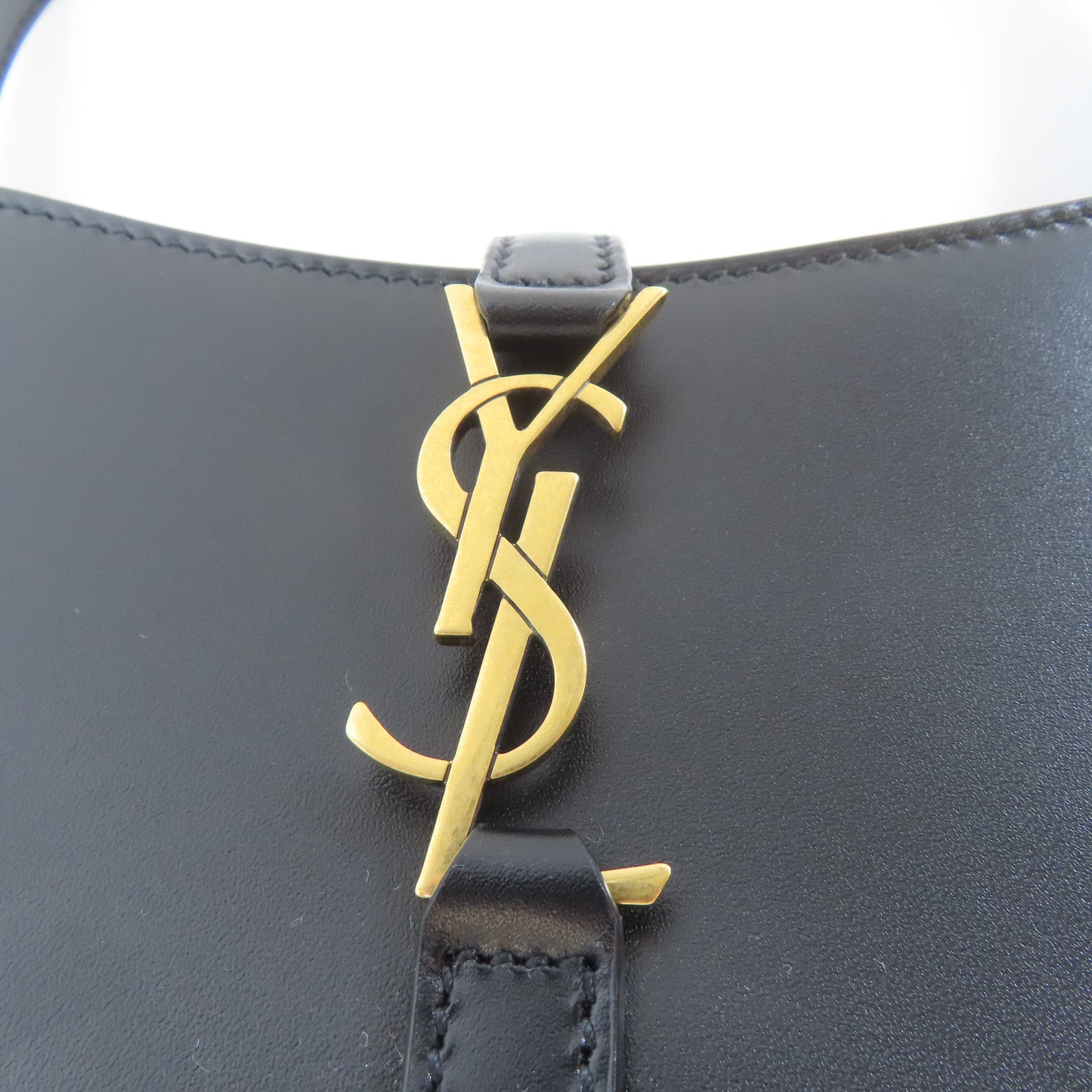 SAINT LAURENT 皮革Mini Le 5 A 7 in Smooth金扣手挽袋黑色
