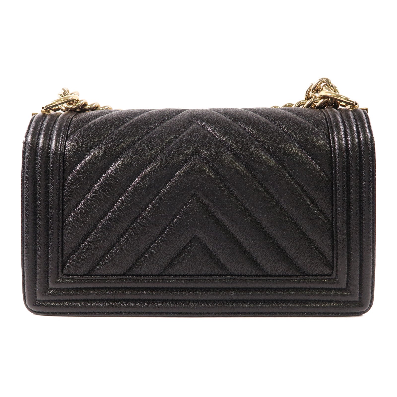 CHANEL CC GHW Boy 25 Shoulder Bag Calfskin Leather Black