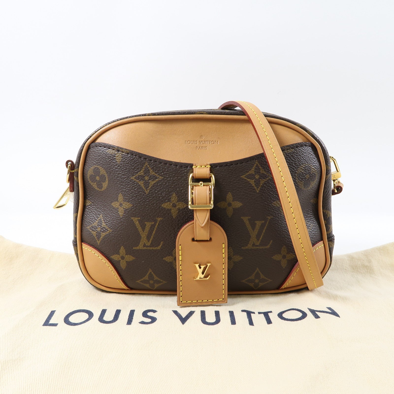 LOUIS VUITTON Monogram Deauville Mini金扣肩背袋啡色