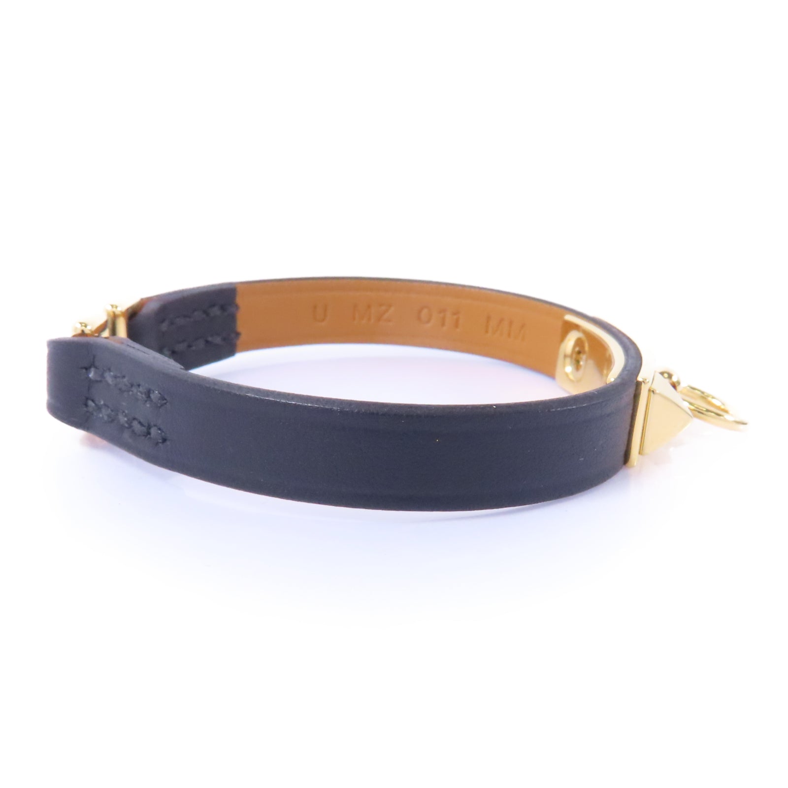 HERMES Epsom皮革Mini Rivate Bracelet手鏈Noir/黑色