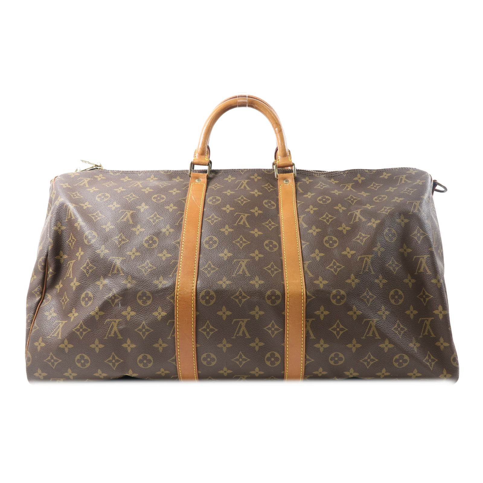 LOUIS VUITTON Monogram Keepall Bandouliere 55金扣手挽肩背兩用袋啡色