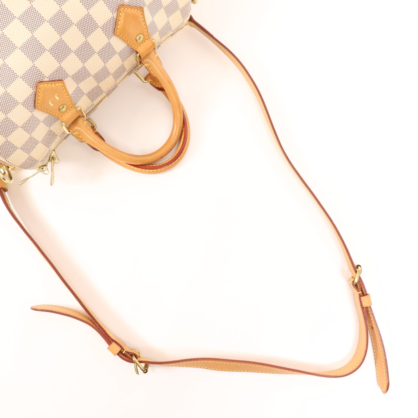 LOUIS VUITTON Damier Azur Speedy Bandouliere 25金扣手挽肩背兩用袋