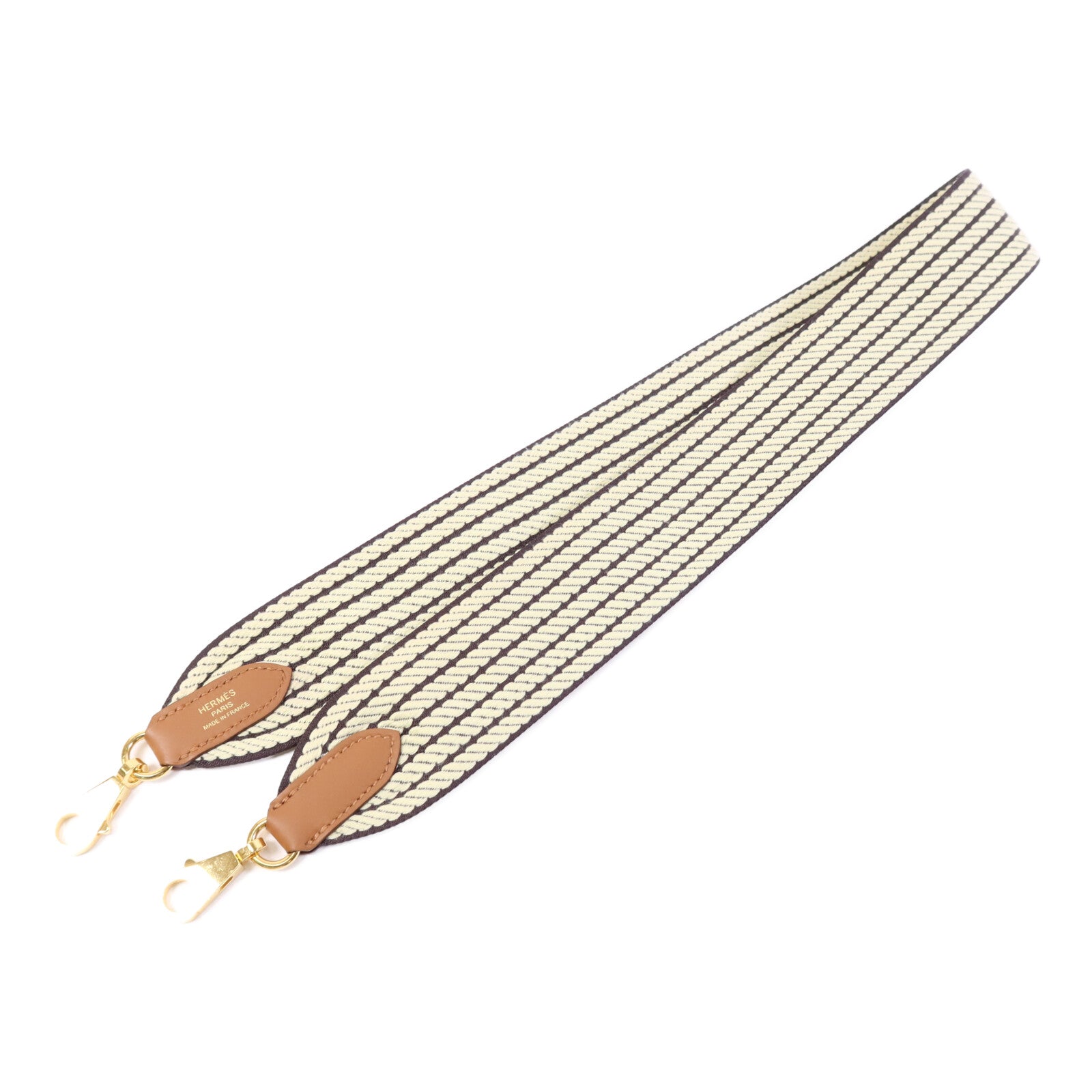 HERMES 帆布Hermes Shoulder Strap金扣掛飾Brown