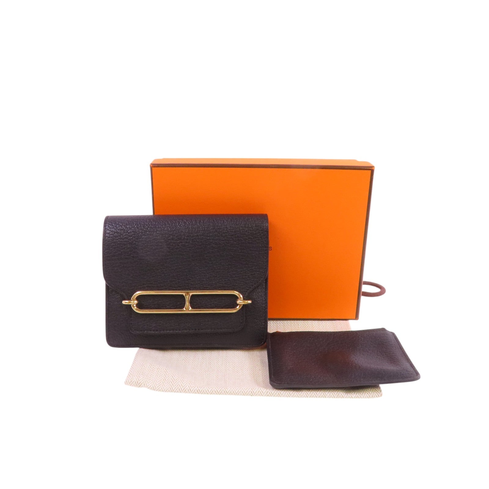 HERMES Chevre皮革Roulis Slim金扣短錢包