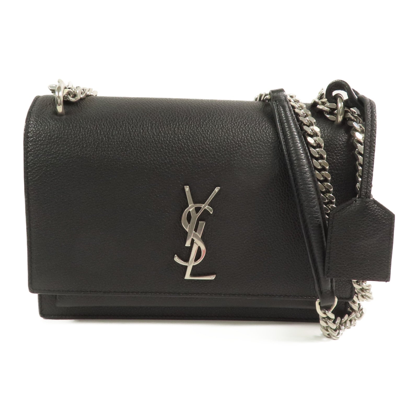 SAINT LAURENT 牛皮皮革Sunset Medium銀扣鏈帶肩背袋