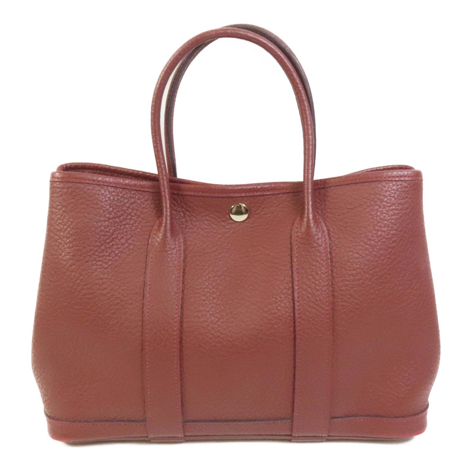 HERMES Negonda皮革Garder Party TPM銀扣手挽袋Rouge H