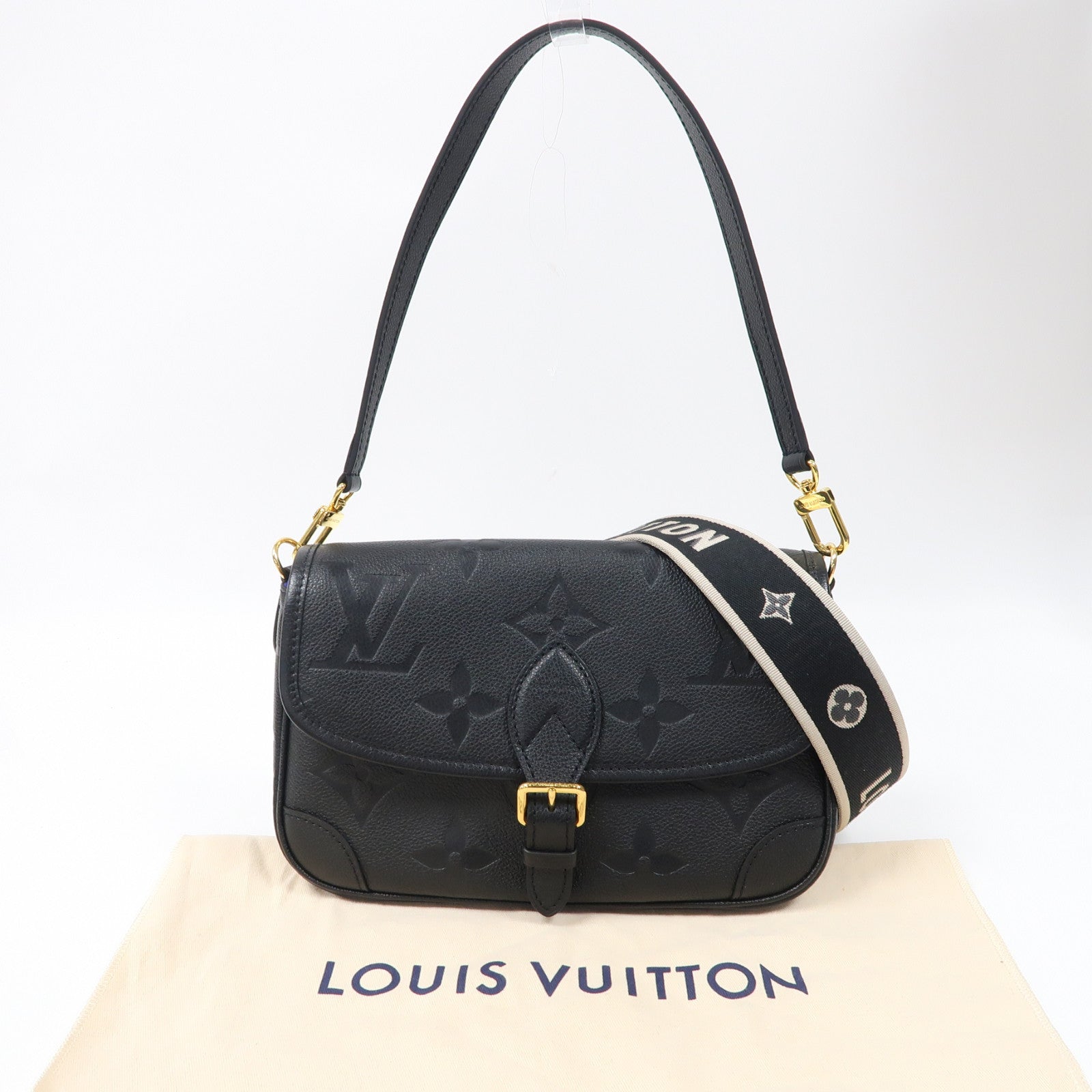 LOUIS VUITTON Monogram Empreinte Diane金扣手挽肩背兩用袋黑色