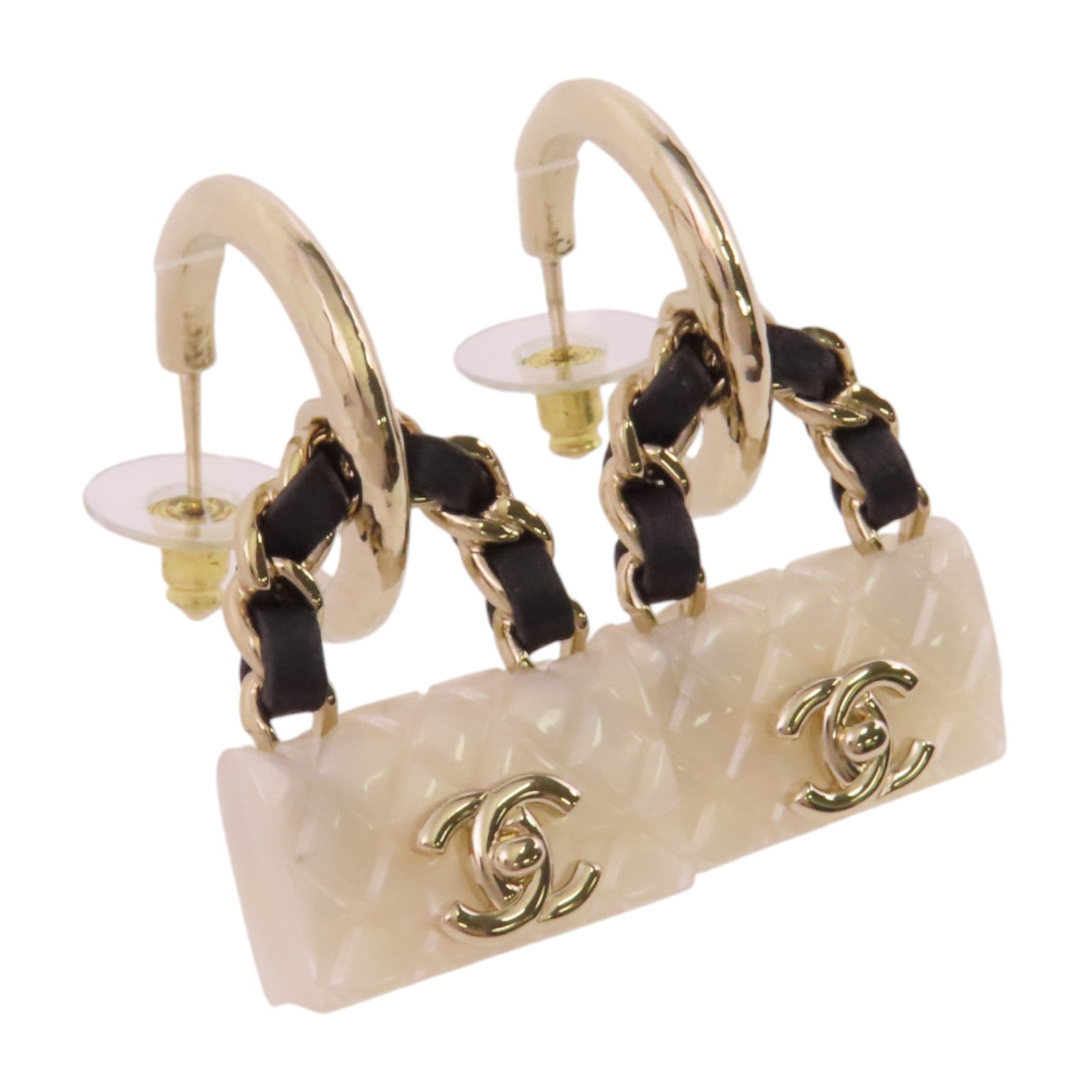 CHANEL 金屬/PVC/皮革Earrings金扣耳環