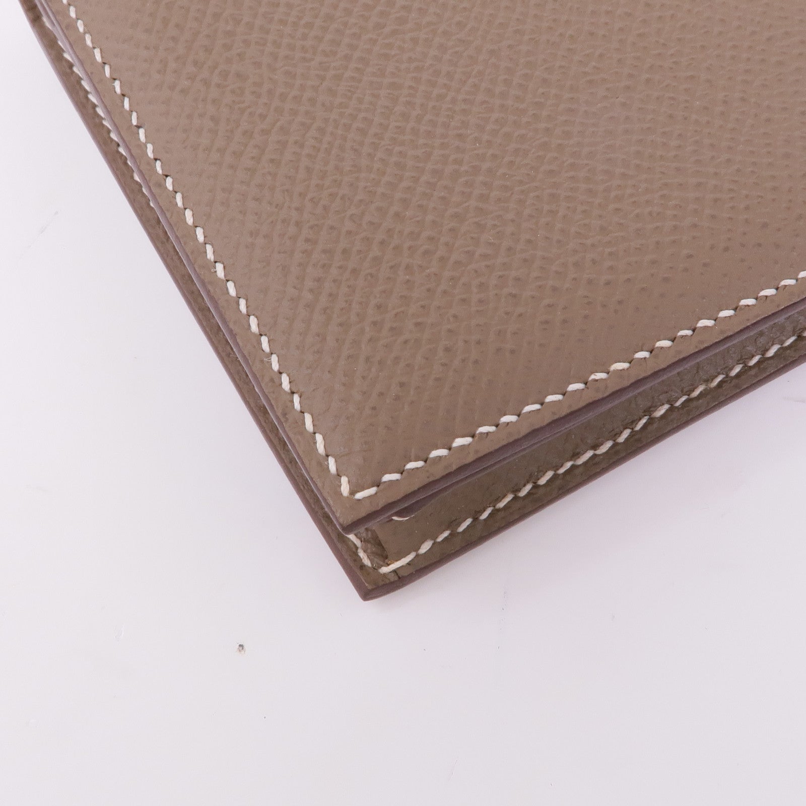 HERMES Epsom皮革Bearn W Snap Wallet銀扣長錢包Etoupe