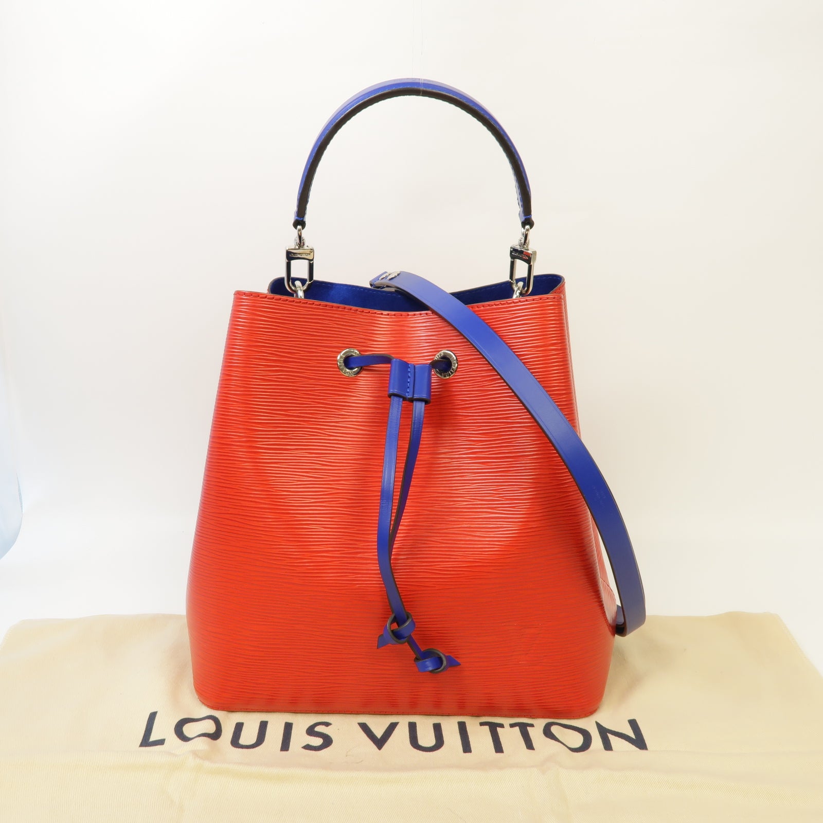 LOUIS VUITTON Epi NeoNoe銀扣手挽肩背兩用袋紅色/藍色
