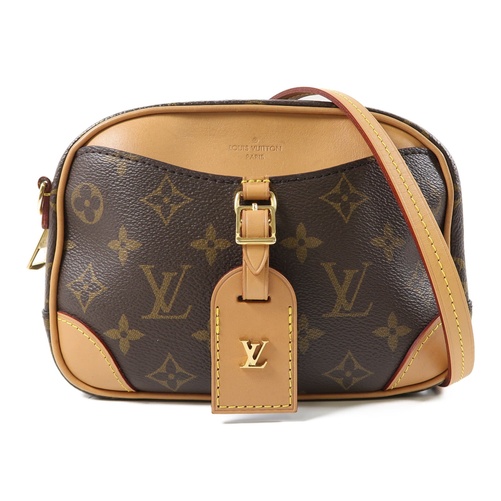 LOUIS VUITTON Monogram Deauville Mini金扣肩背袋啡色