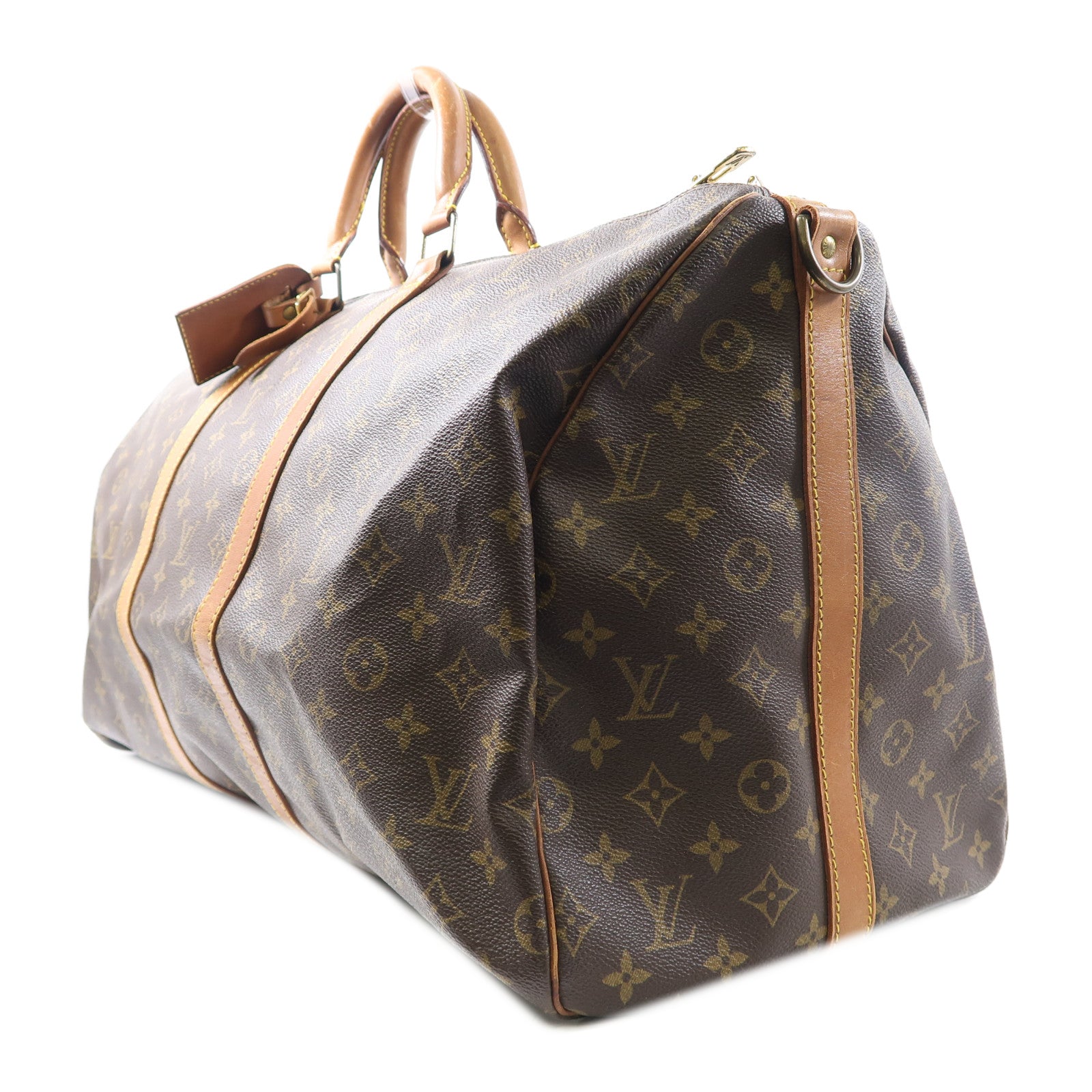LOUIS VUITTON Monogram Keepall Bandouliere 55金扣手挽肩背兩用袋啡色