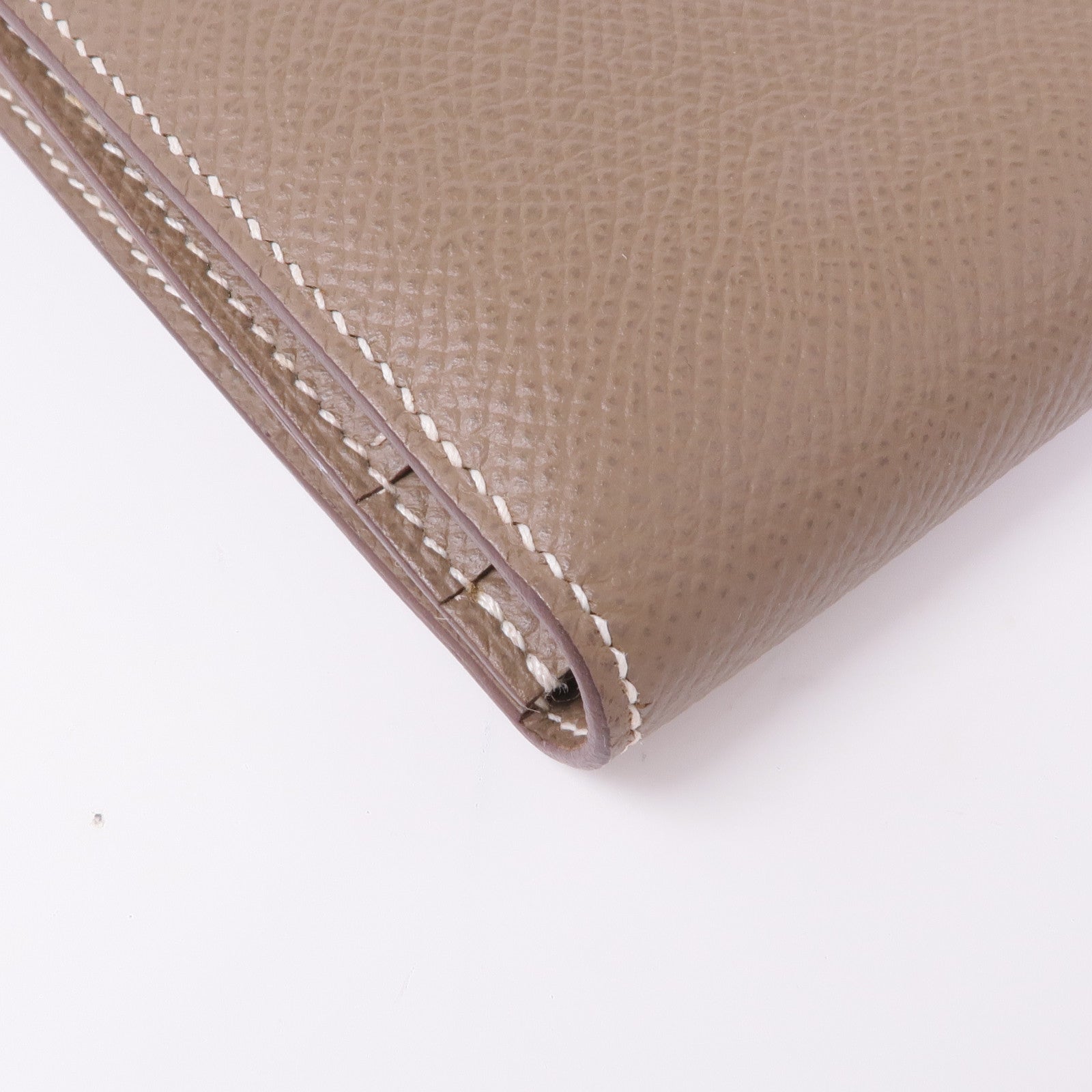 HERMES Epsom皮革Bearn W Snap Wallet銀扣長錢包Etoupe