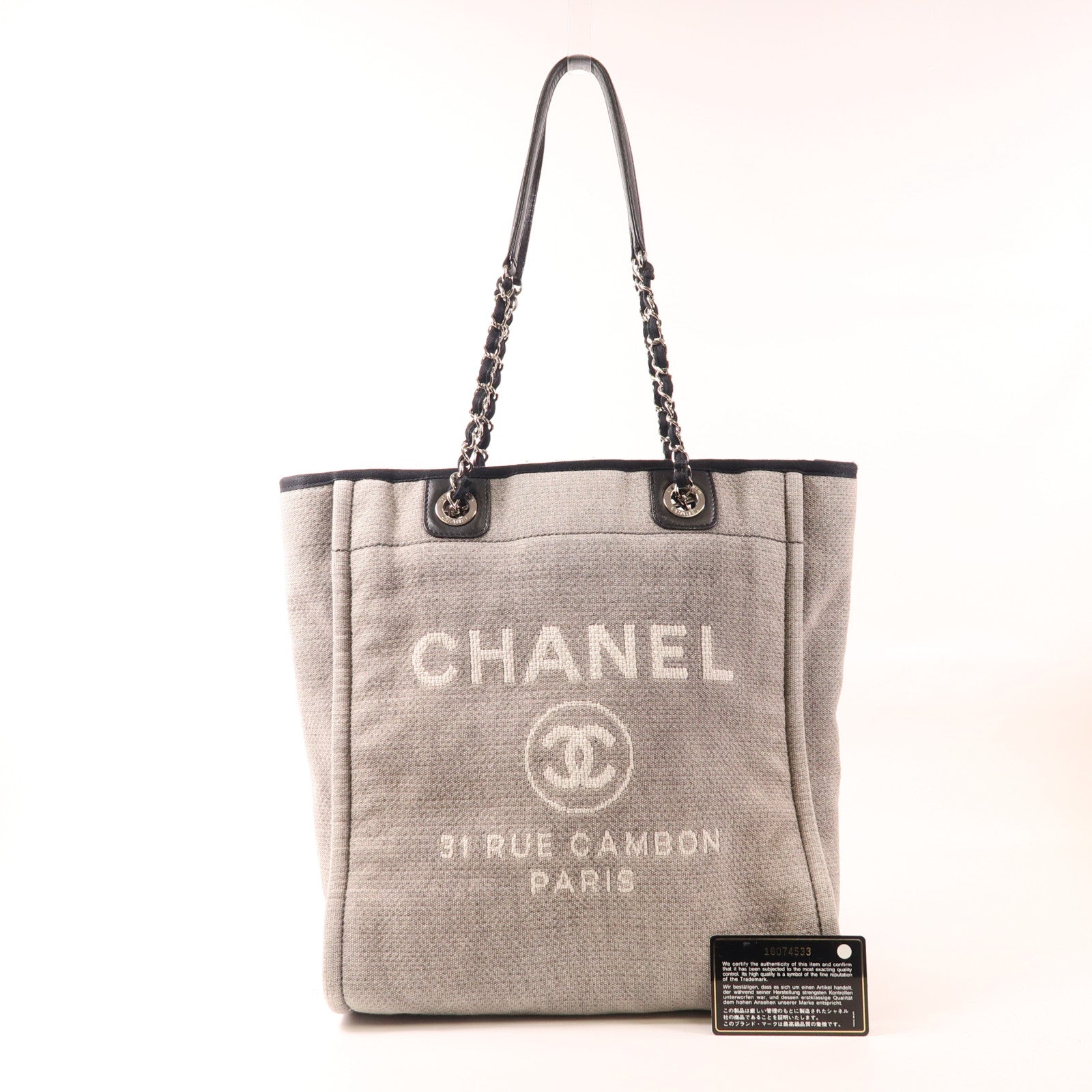 CHANEL 【激減優惠】帆布Tote Bag銀扣肩背袋