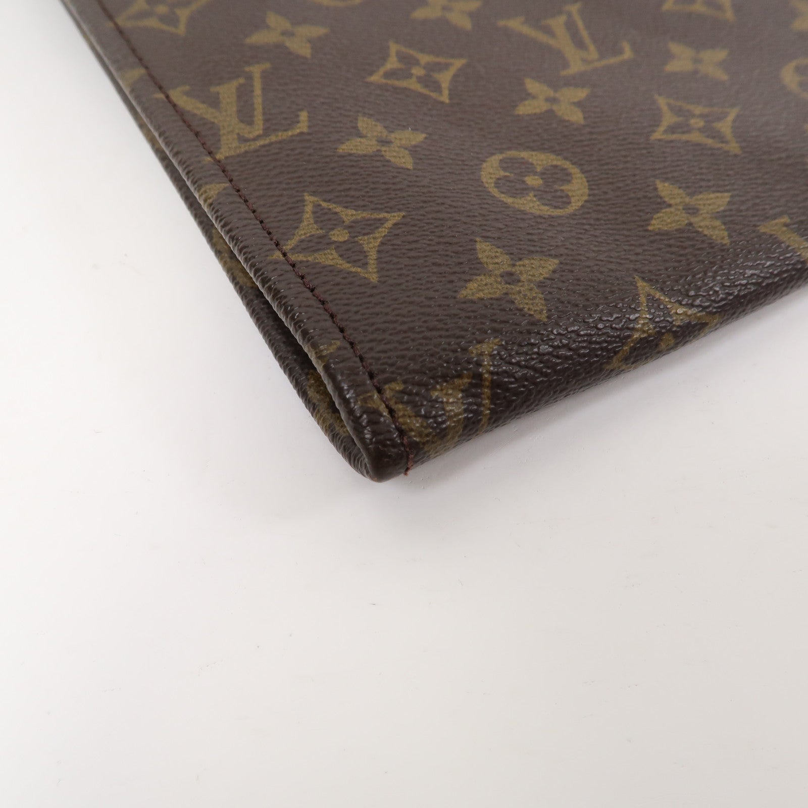 LOUIS VUITTON Monogram Poche Document金扣手拿包啡色