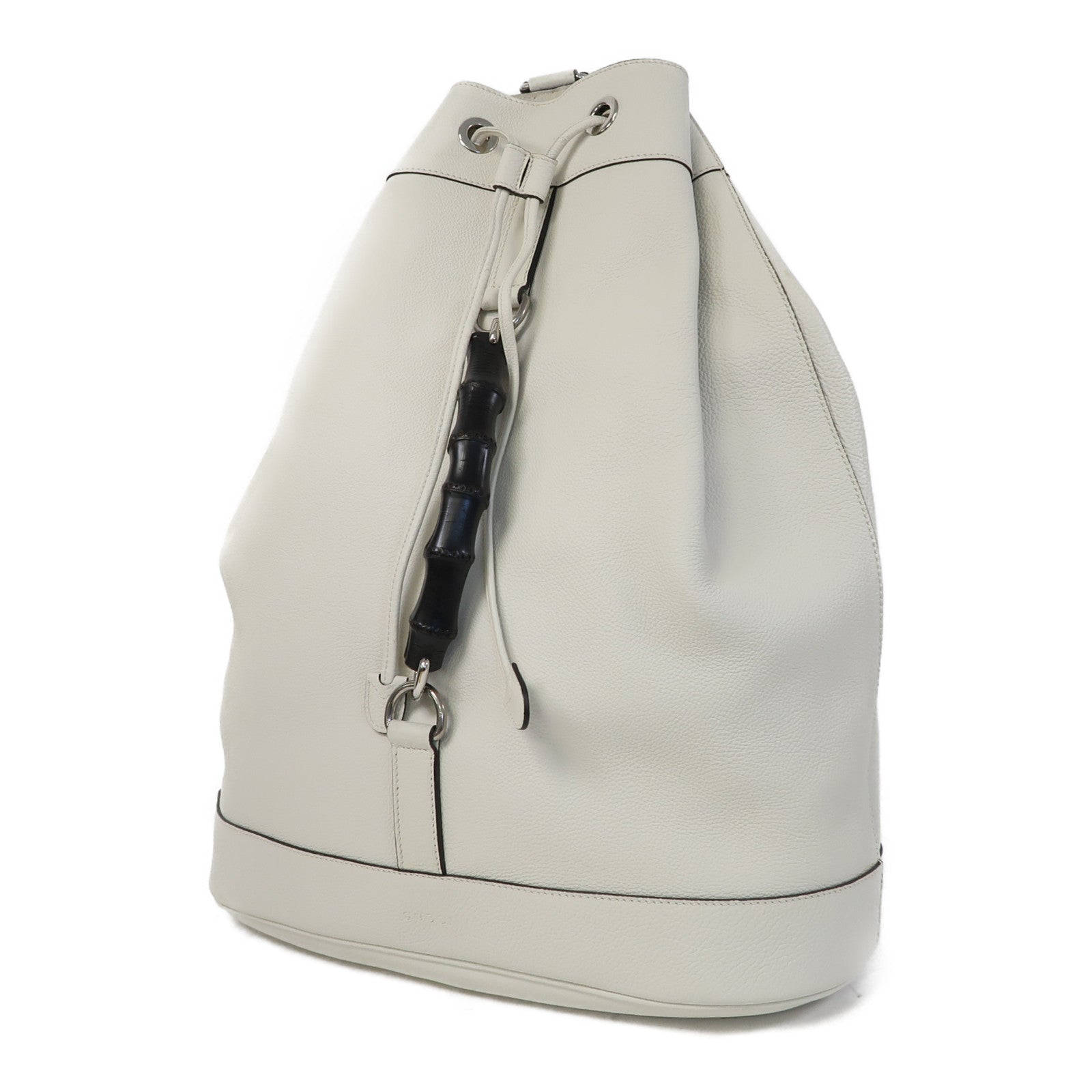 GUCCI 牛皮皮革Rucksack銀扣背包白色