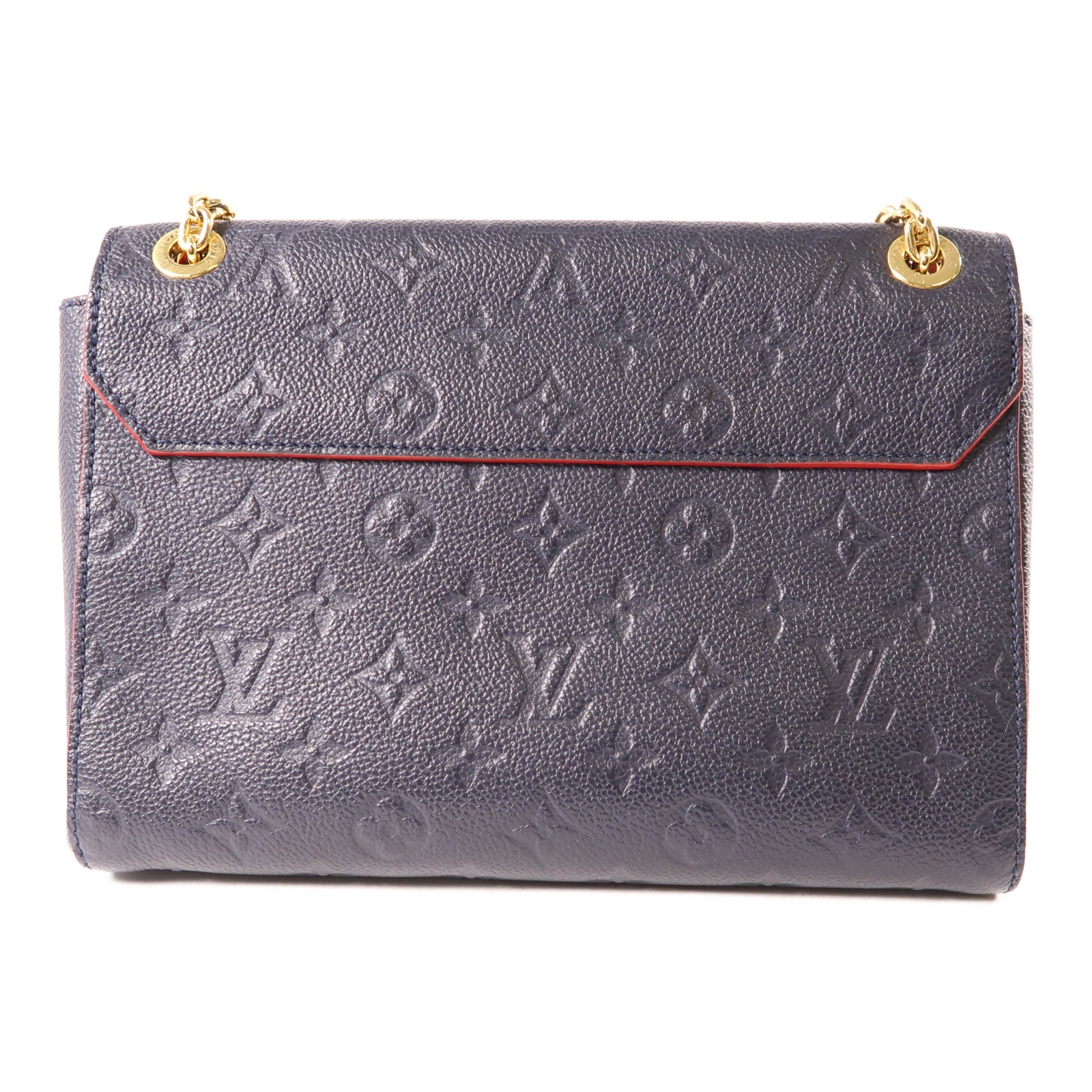 LOUIS VUITTON Monogram Empreinte Vavin PM金扣肩背袋深藍色