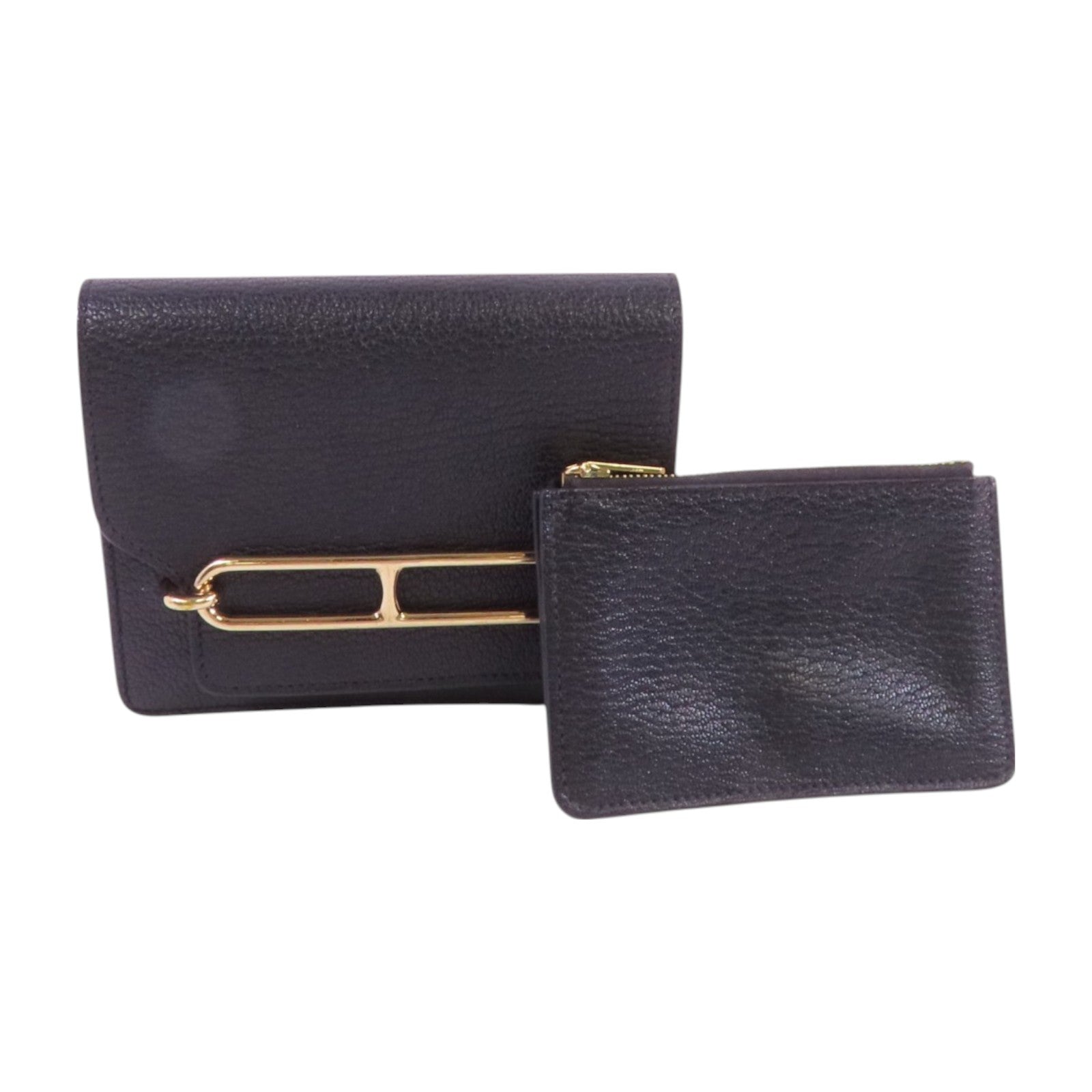 HERMES 【激減優惠】Chevre皮革Roulis Slim金扣短錢包
