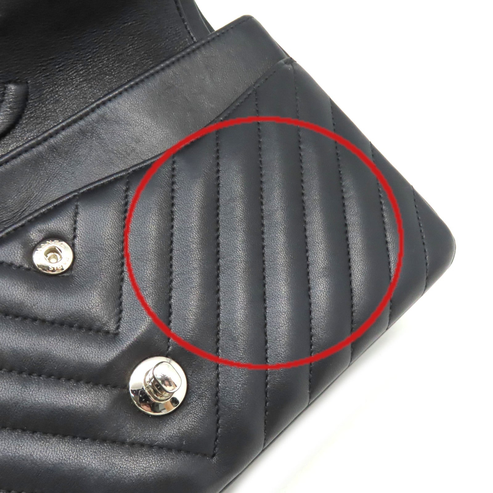 CHANEL **【激減優惠】斜紋牛皮皮革Medium Classic Flap Chain Shoulder Bag銀扣鏈帶肩背袋黑色