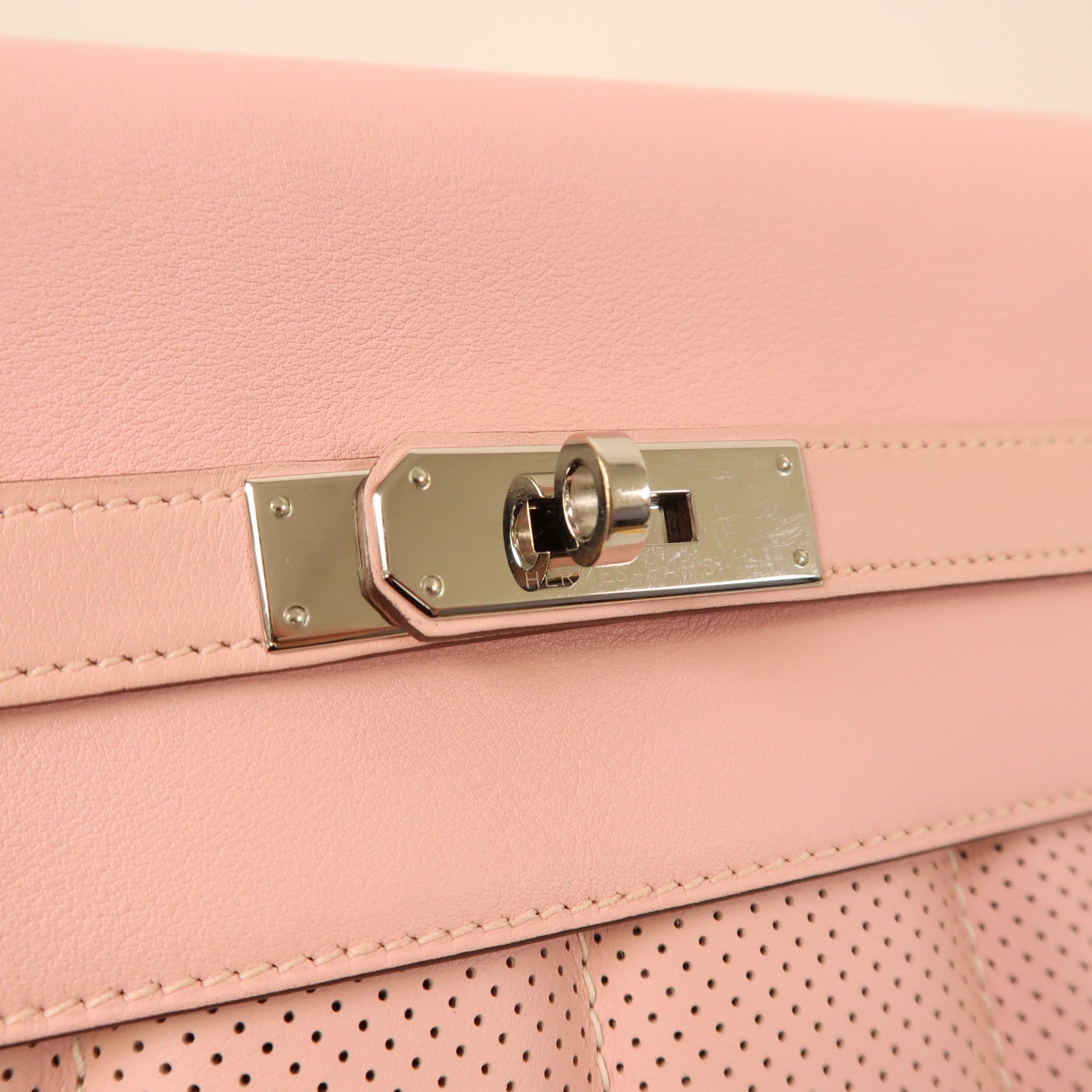 HERMES Swift皮革Berline銀扣肩背袋Rose Sakura/櫻花粉色