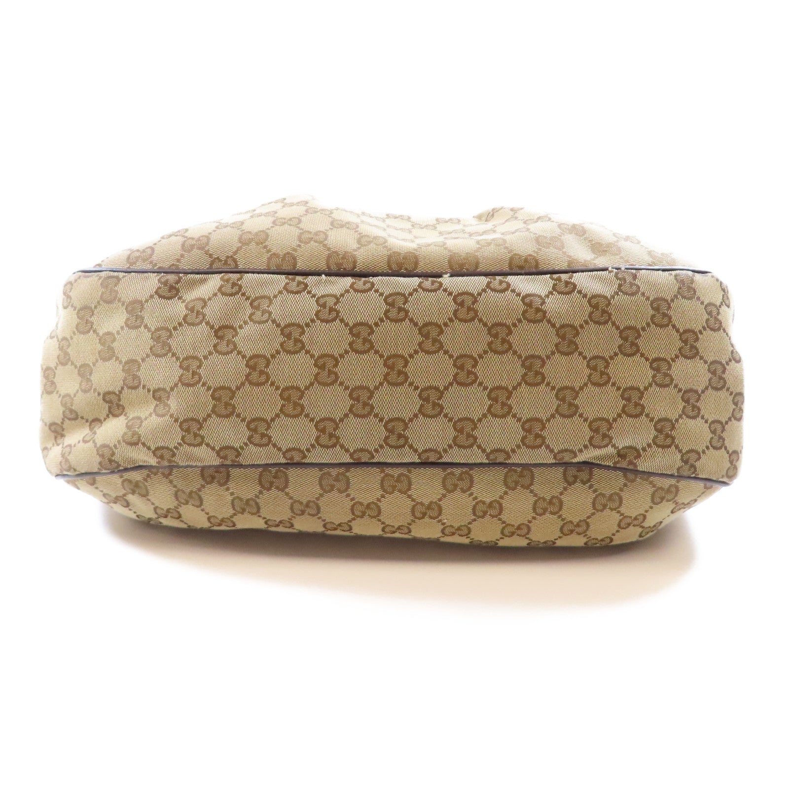 GUCCI 帆布Sukey Hobo金扣肩背袋棕色