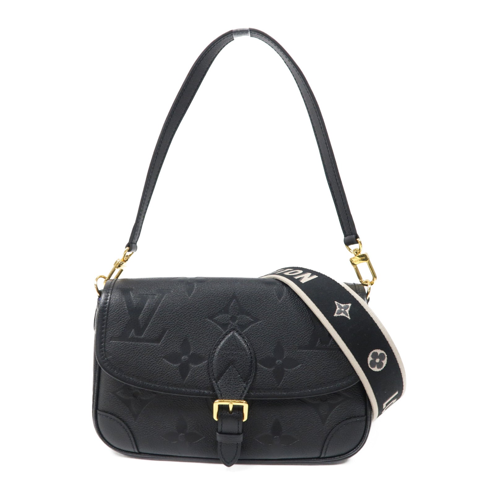 LOUIS VUITTON Monogram Empreinte Diane金扣手挽肩背兩用袋黑色
