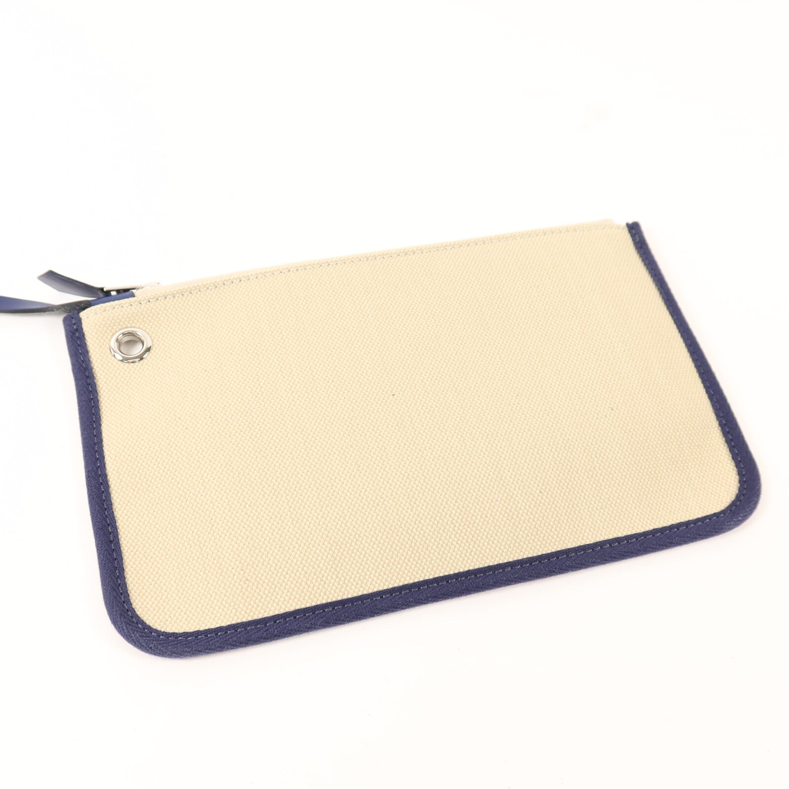HERMES 帆布Herbag PM銀扣手挽肩背兩用袋Beige/Bleu Electrique