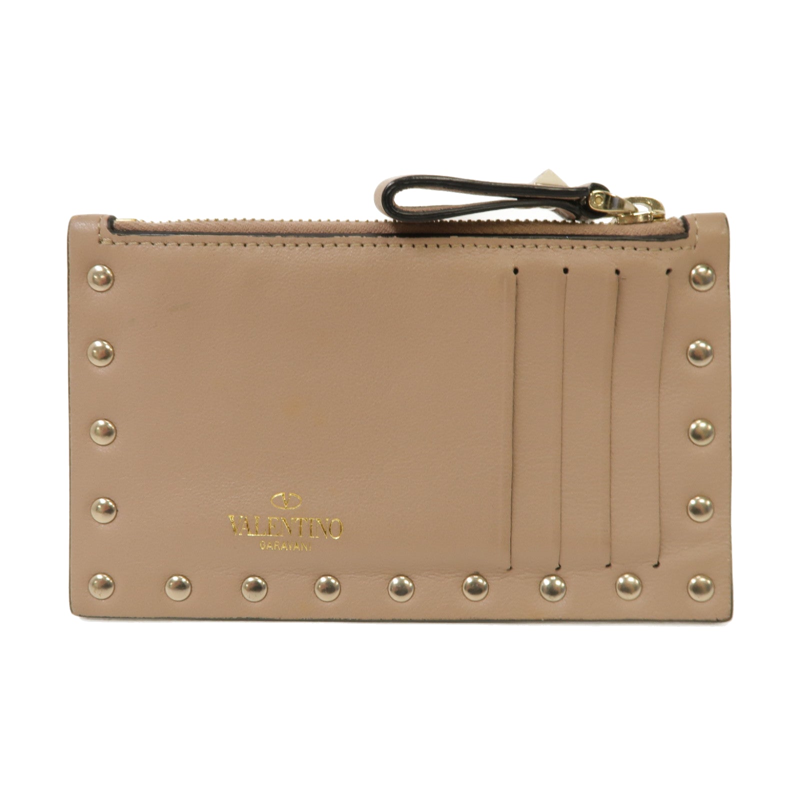 Valentino 牛皮皮革Card Case銀扣卡片套粉紅色