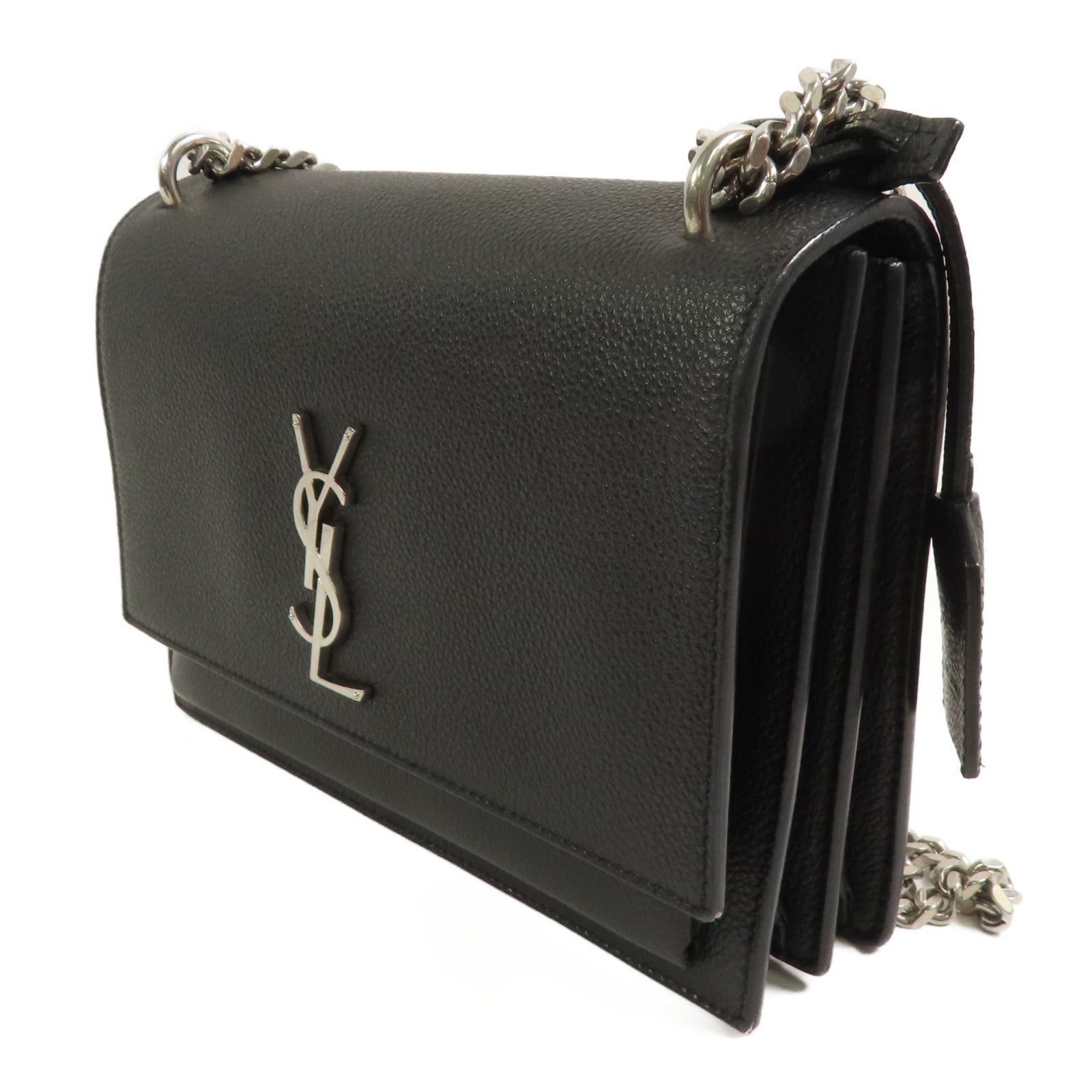 SAINT LAURENT 牛皮皮革Sunset Medium銀扣鏈帶肩背袋