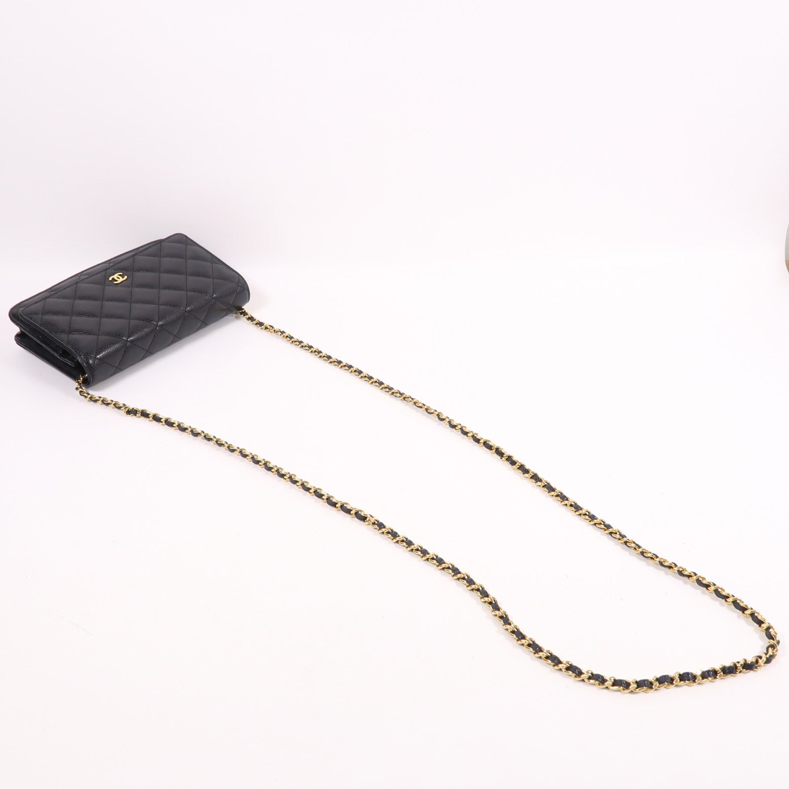 CHANEL 牛皮皮革WOC Wallet On Chain金扣鏈帶肩背袋
