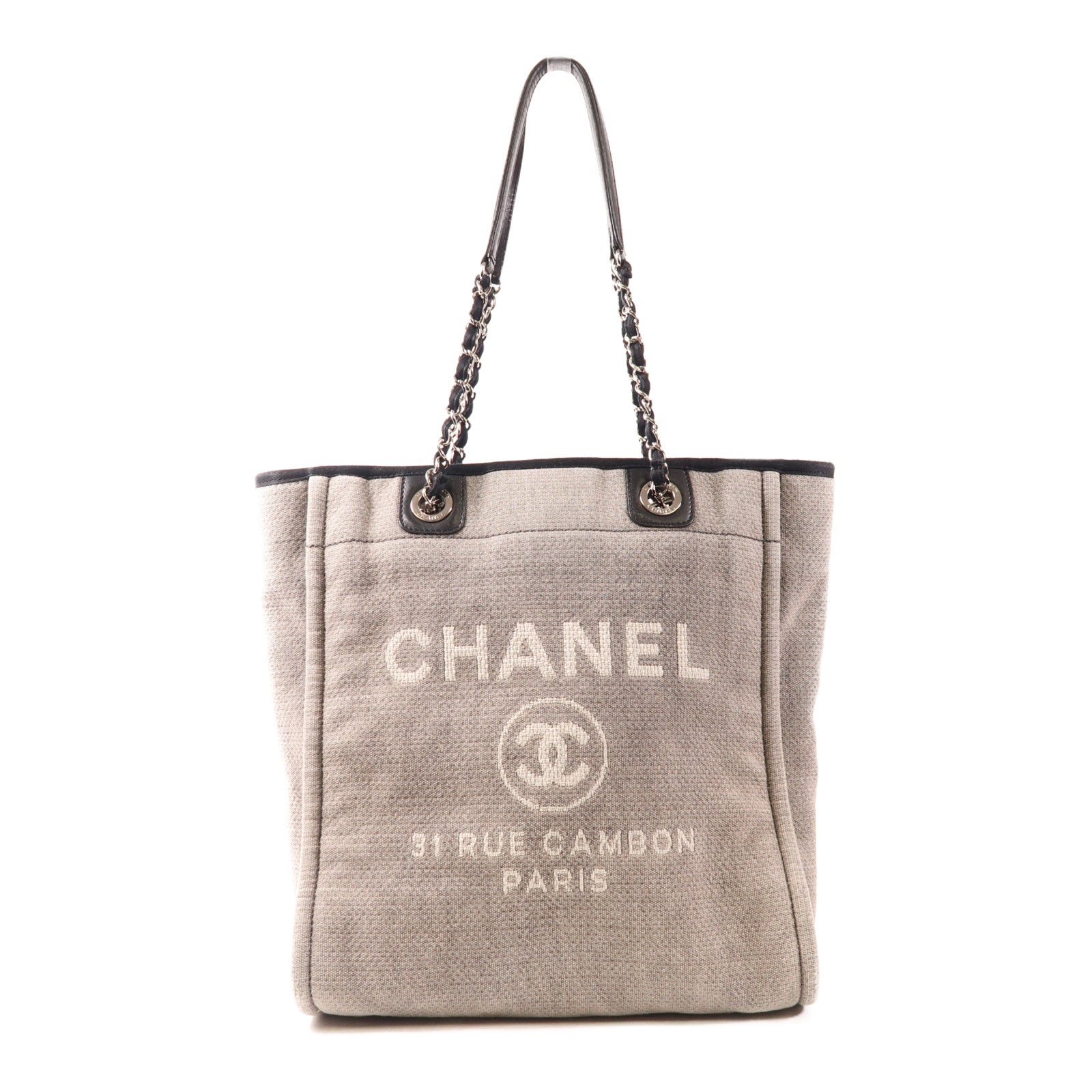 CHANEL 【激減優惠】帆布Tote Bag銀扣肩背袋