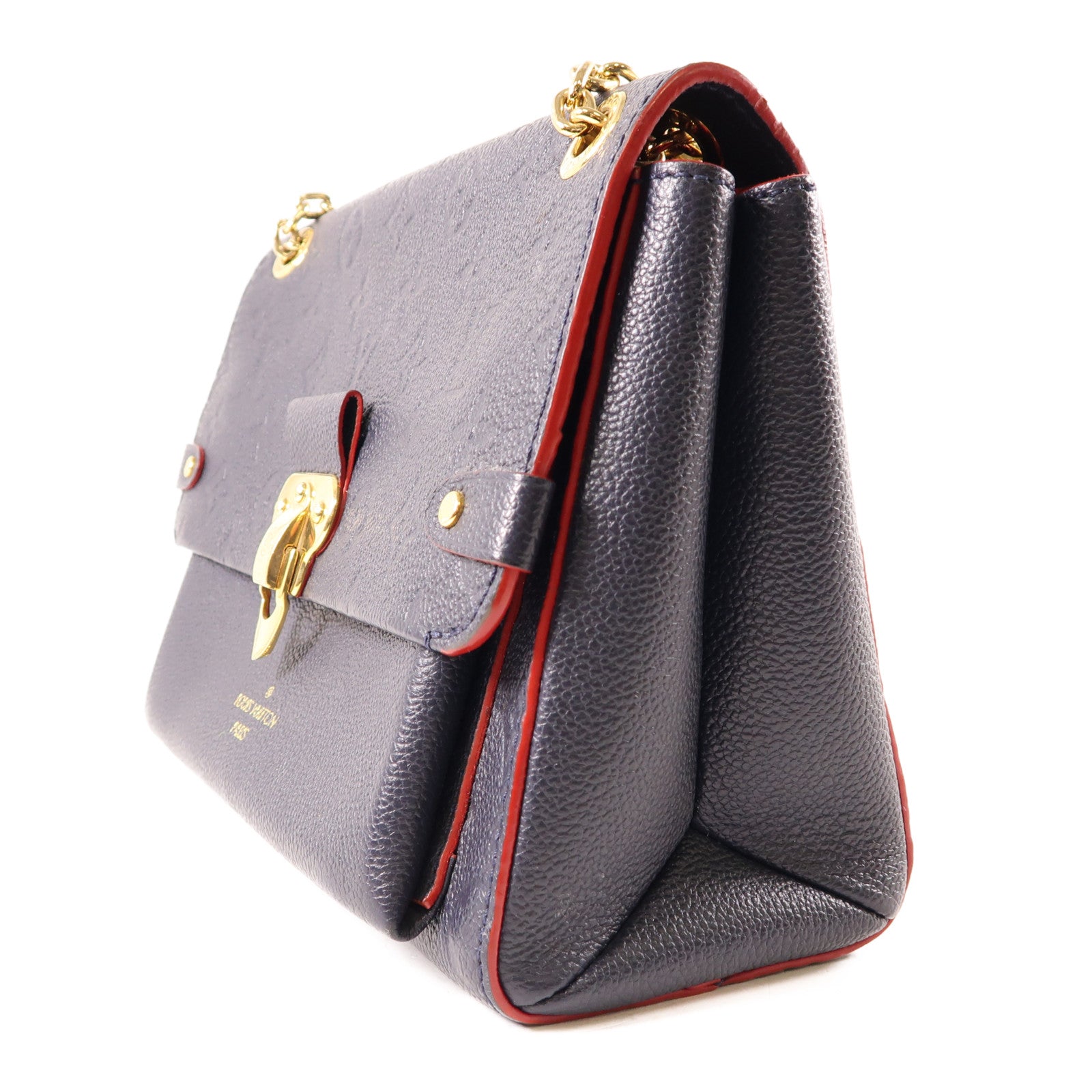 LOUIS VUITTON Monogram Empreinte Vavin PM金扣肩背袋深藍色