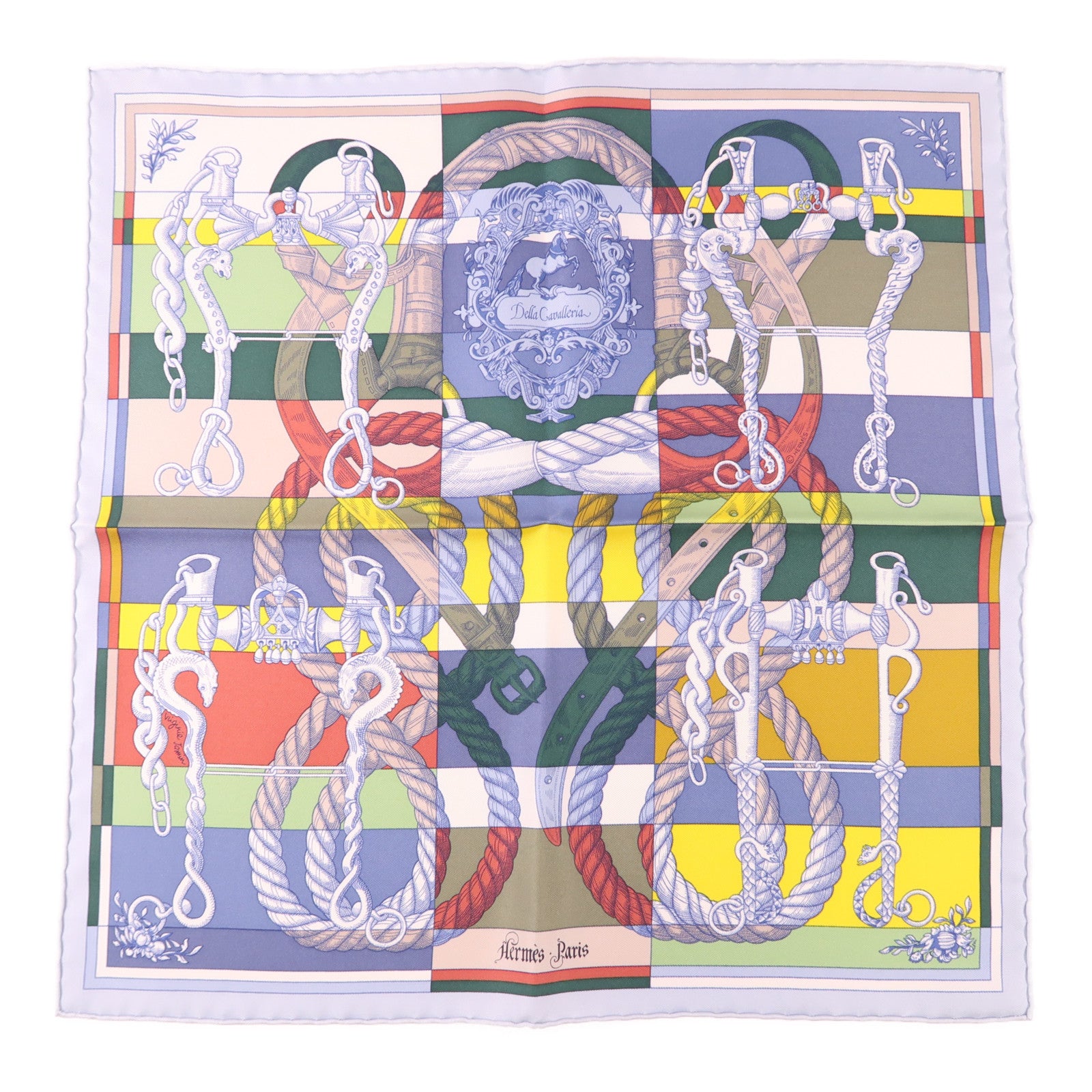 HERMES Scarf 40x40 Silk Multicolor