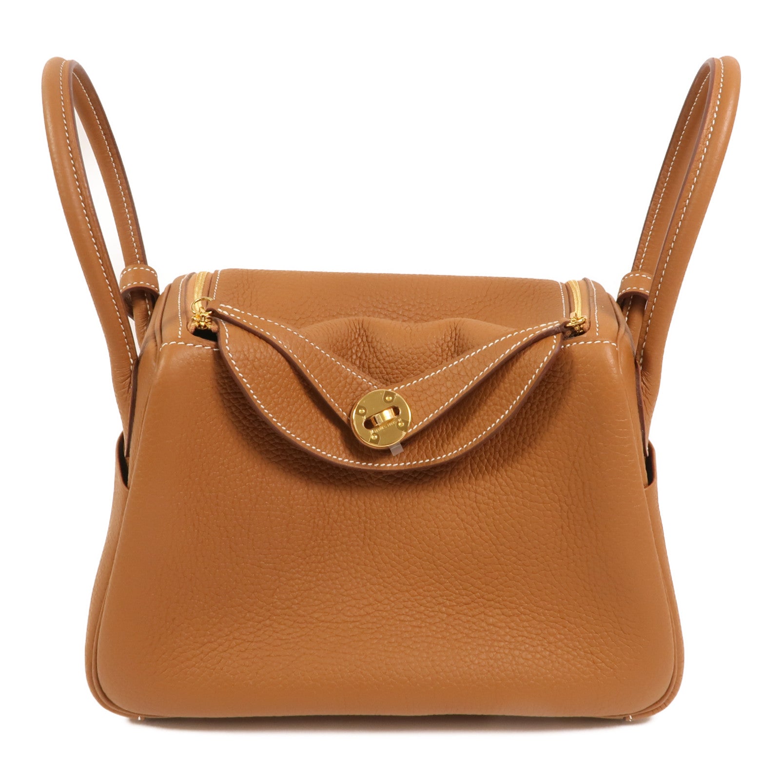 HERMES Clemence皮革Lindy 26金扣手挽肩背兩用袋Gold