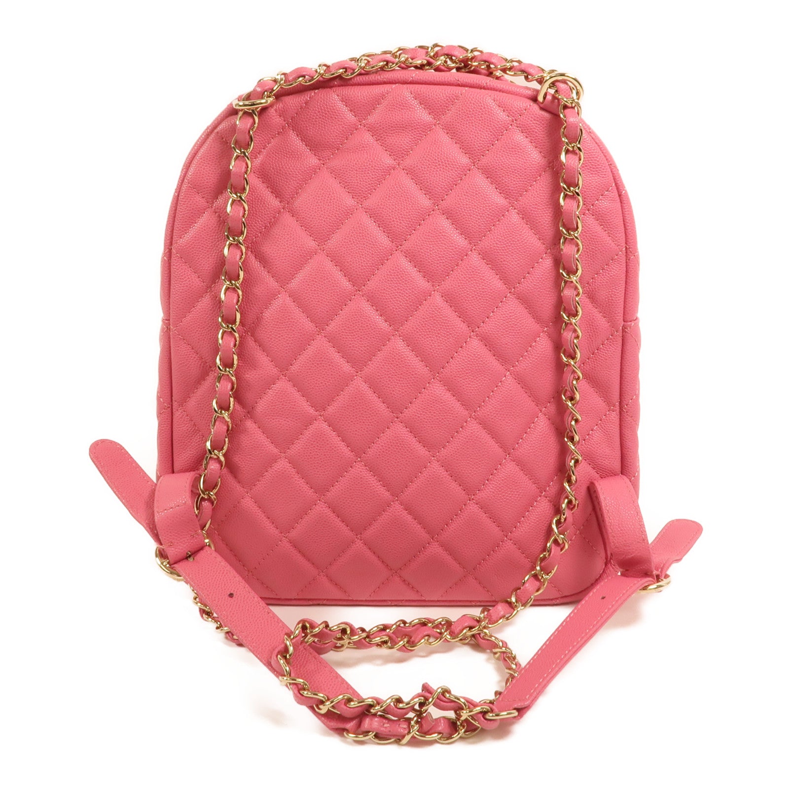 CHANEL 牛皮皮革Rucksack金扣鏈帶背包