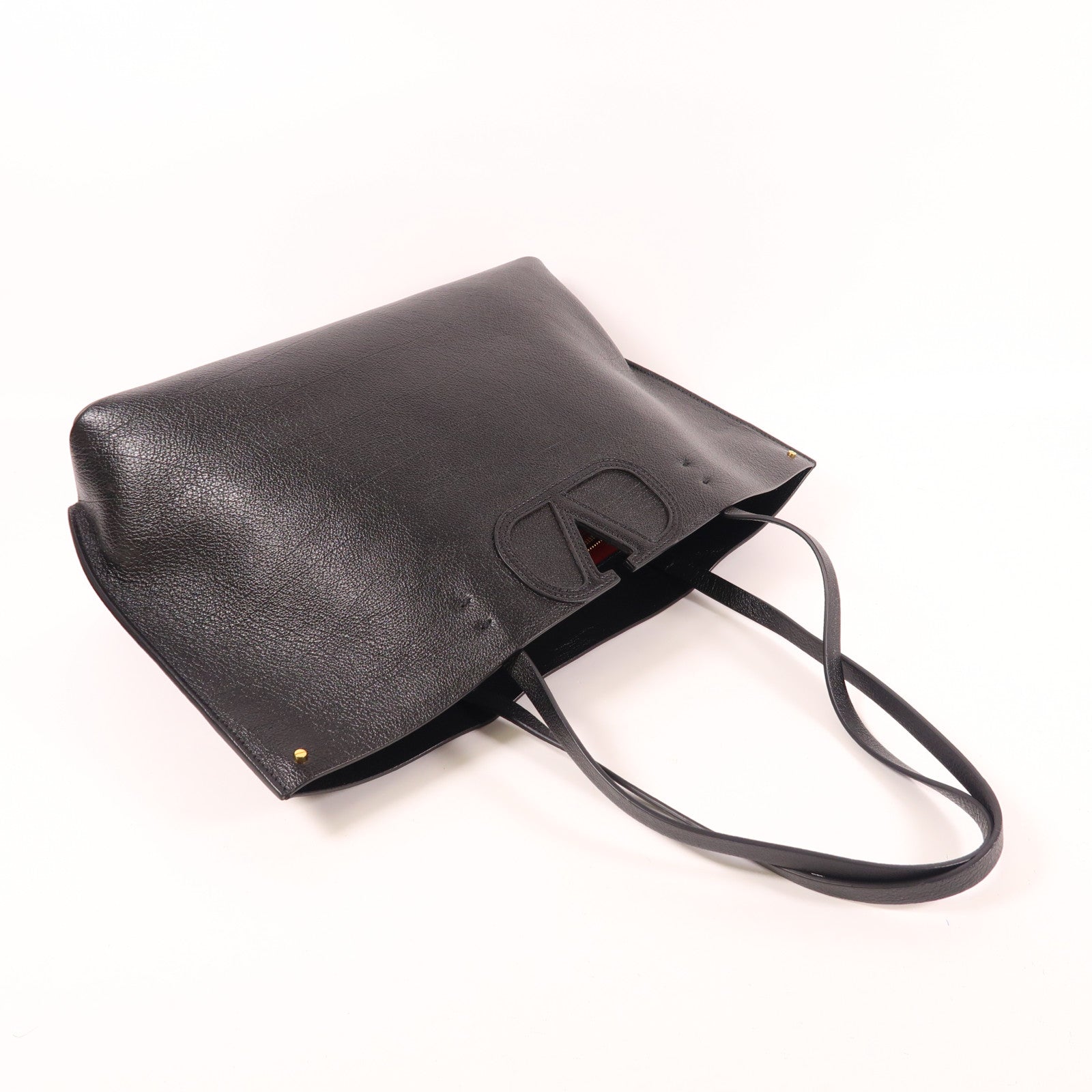 Valentino 牛皮皮革Tote Bag金扣肩背袋