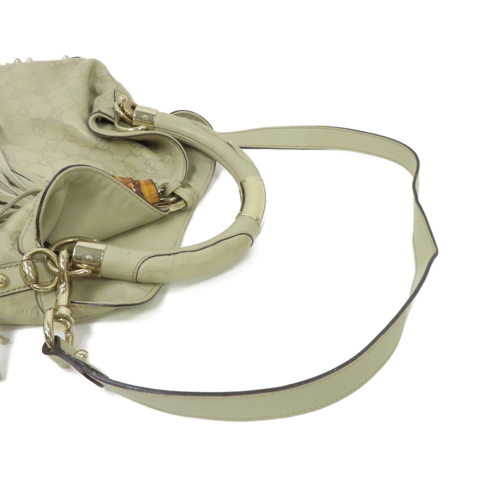 GUCCI 【激減優惠】牛皮皮革Shoulder Bag金扣手挽肩背兩用袋白色