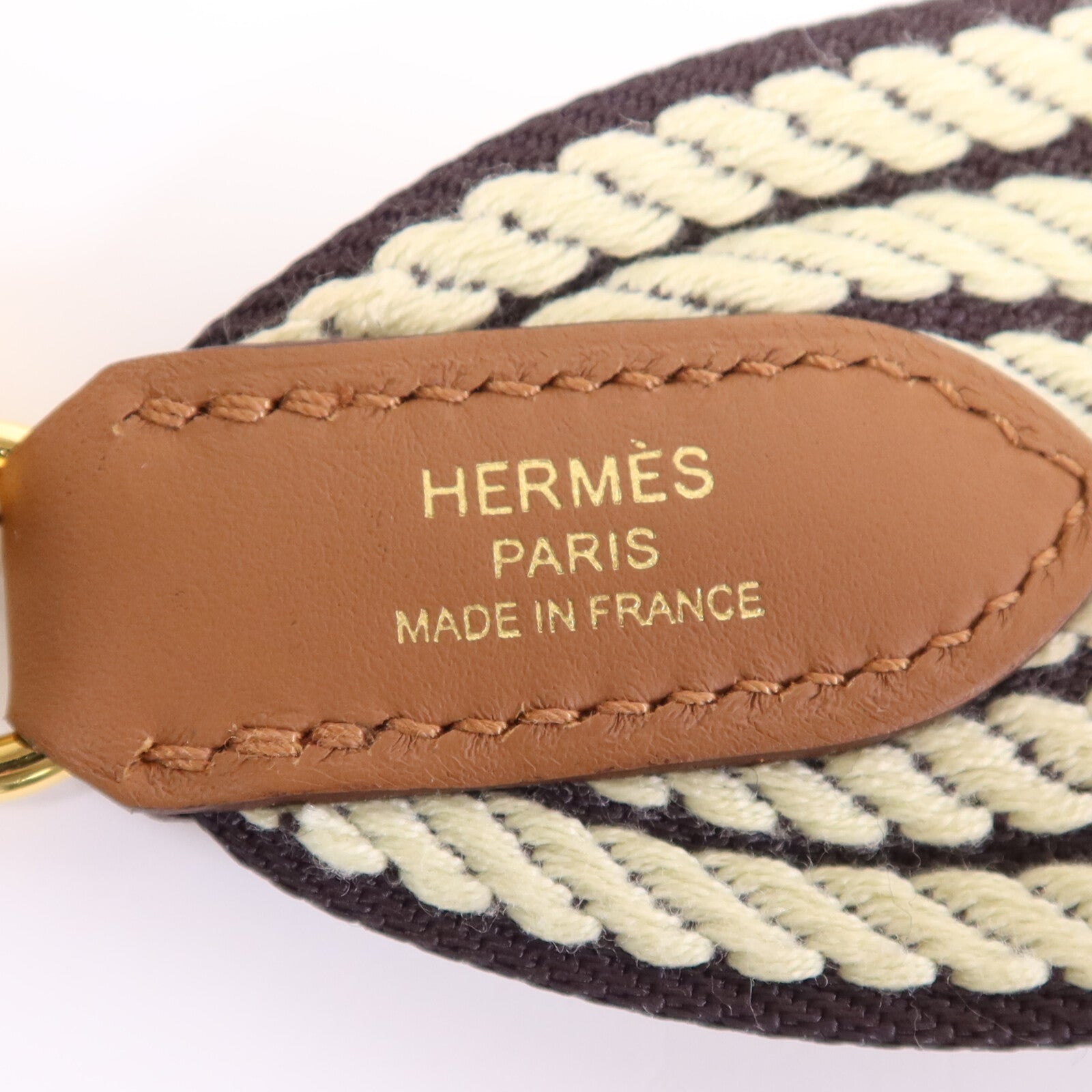 HERMES 帆布Hermes Shoulder Strap金扣掛飾Brown