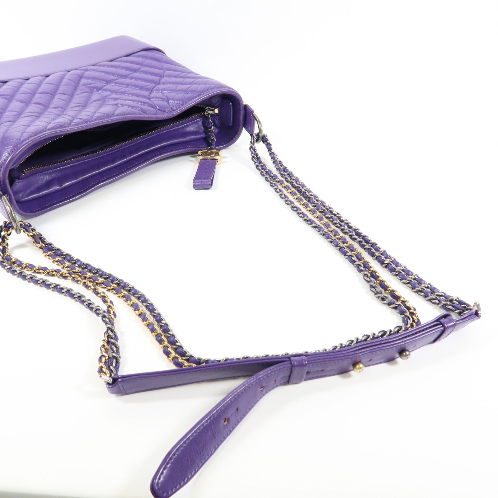 CHANEL 羊皮皮革Gabrielle Large金扣/銀扣鏈帶肩背袋