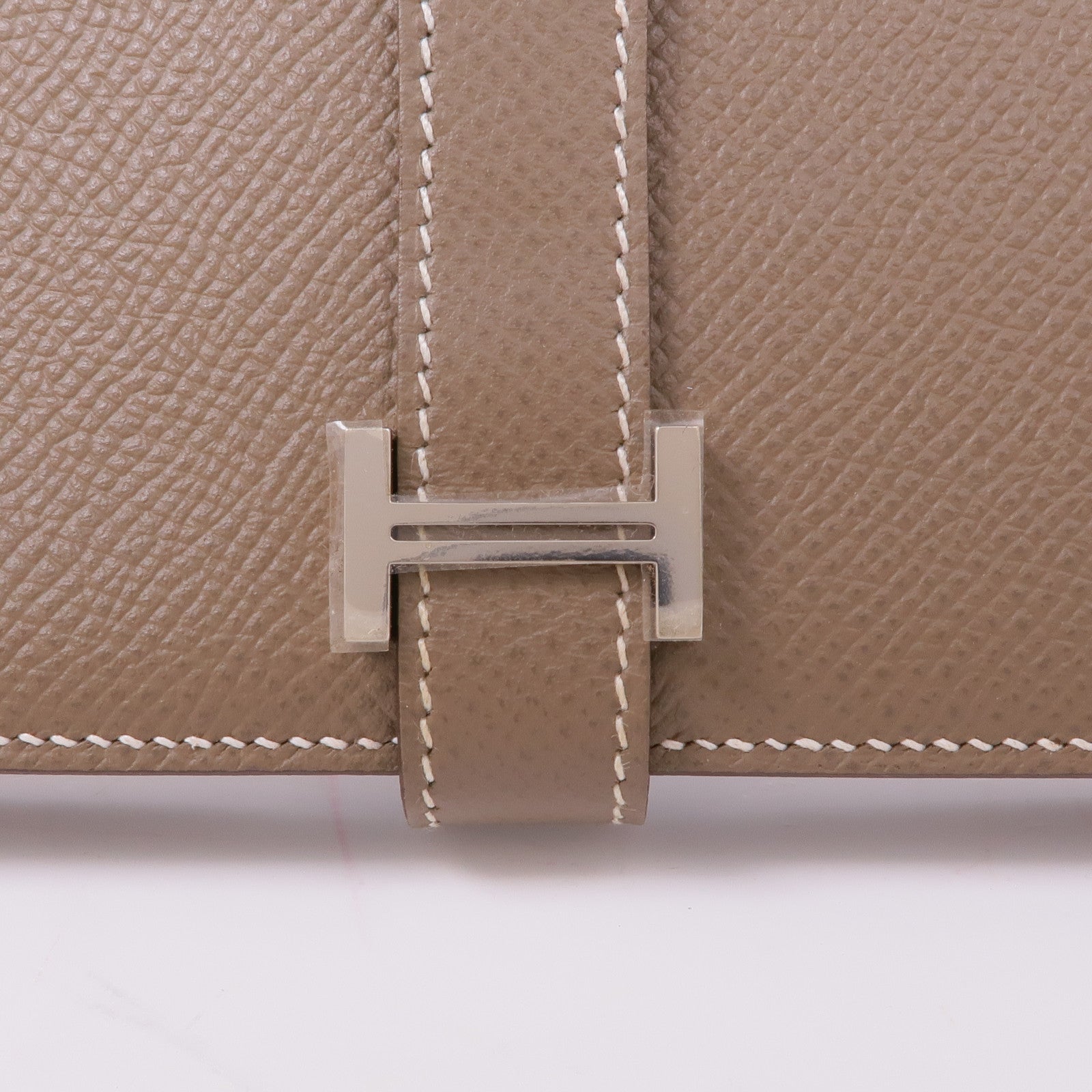 HERMES Epsom皮革Bearn W Snap Wallet銀扣長錢包Etoupe