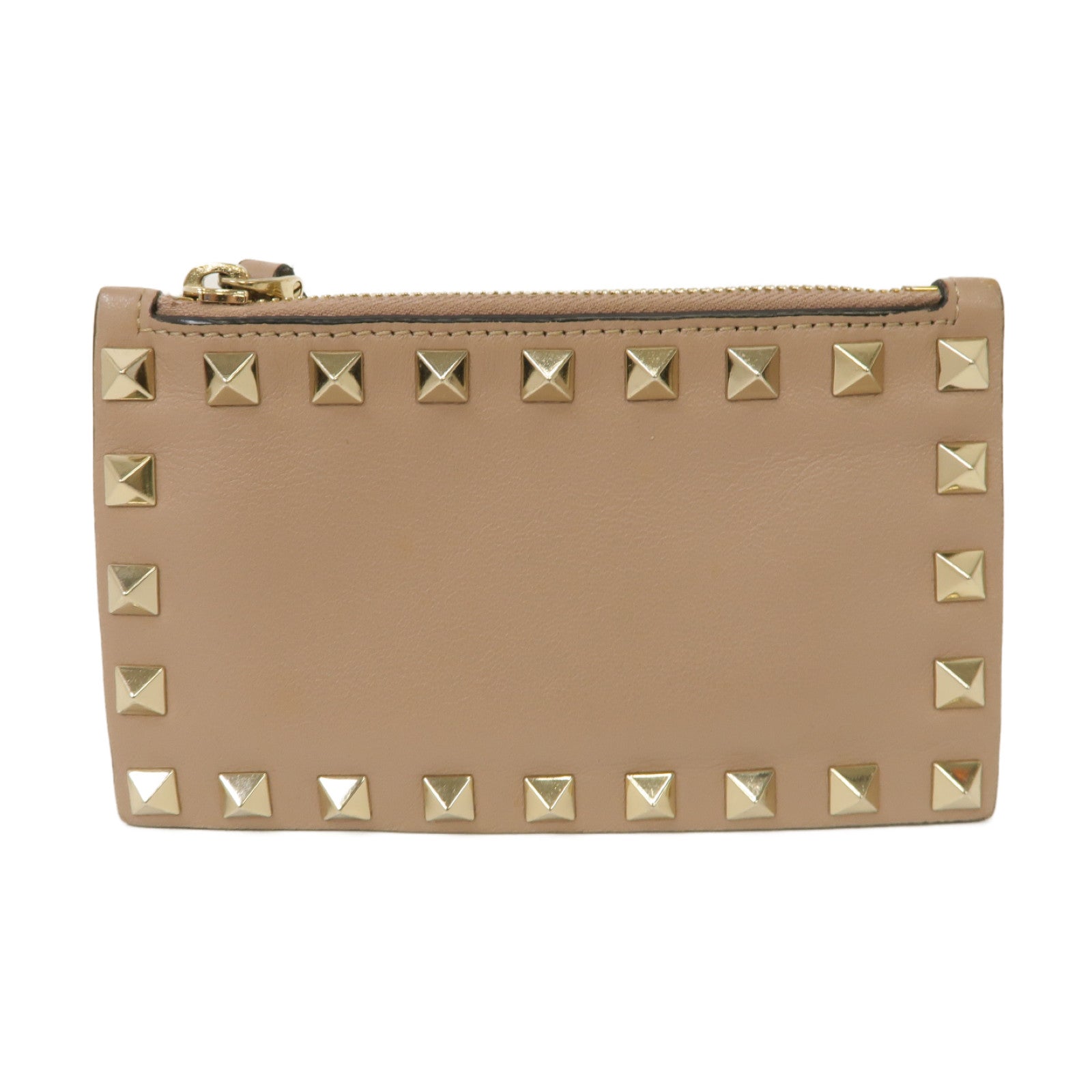 Valentino 牛皮皮革Card Case銀扣卡片套粉紅色
